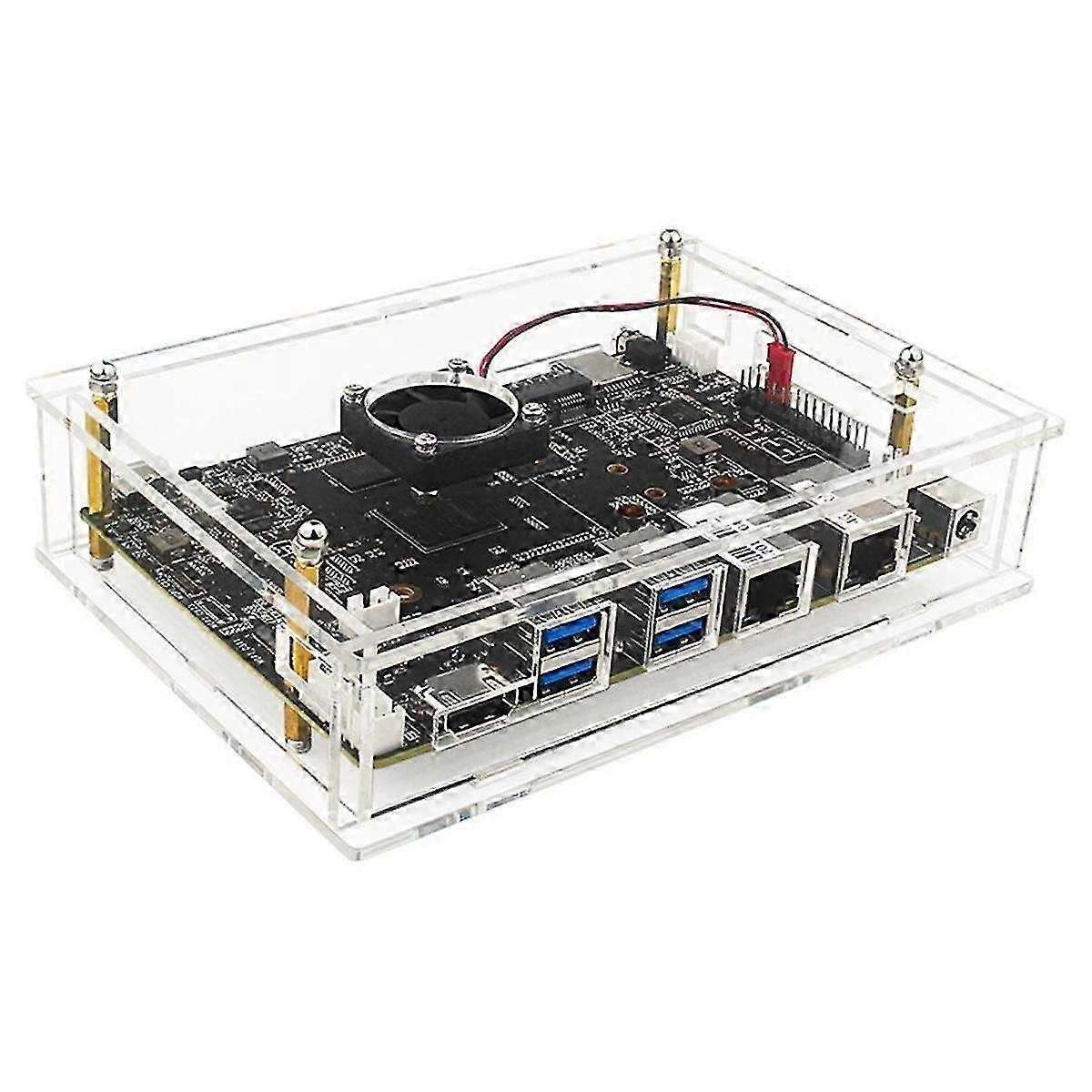 Compatible with Banana Pi -F3 Acrylic Case Transparent Shell Protective with Cooling Fan Compatible