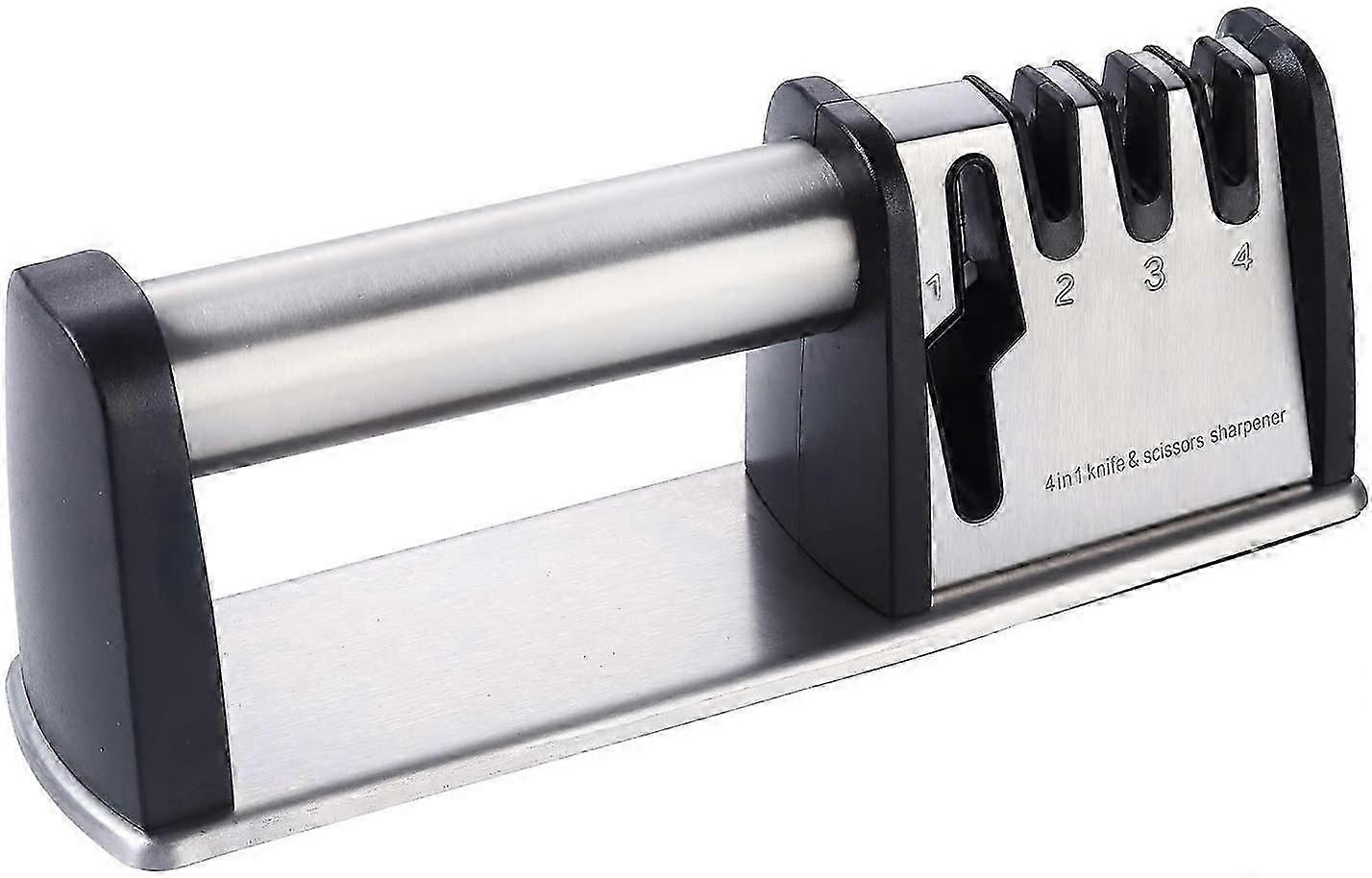 Knife sharpener, manual kitchen sharpening stone tools with 4 levels knife