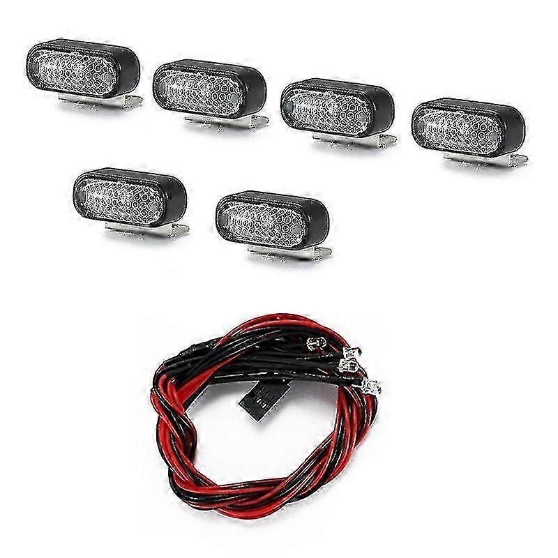 6Pcs LED Roof Lights Headlights Spotlight for MN D90 MN-90 MN99S G500 MN86S MN86 WPL D12 C14 C24 RC Car Upgrade Parts,1