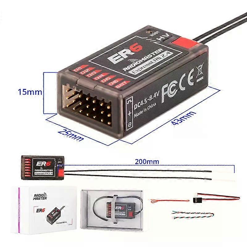 Radiomaster 2.4GHz ELRS PWM Receiver ER4 4CH ExpressLRS RX compatible for RC Fixed Wing Aircraft Car