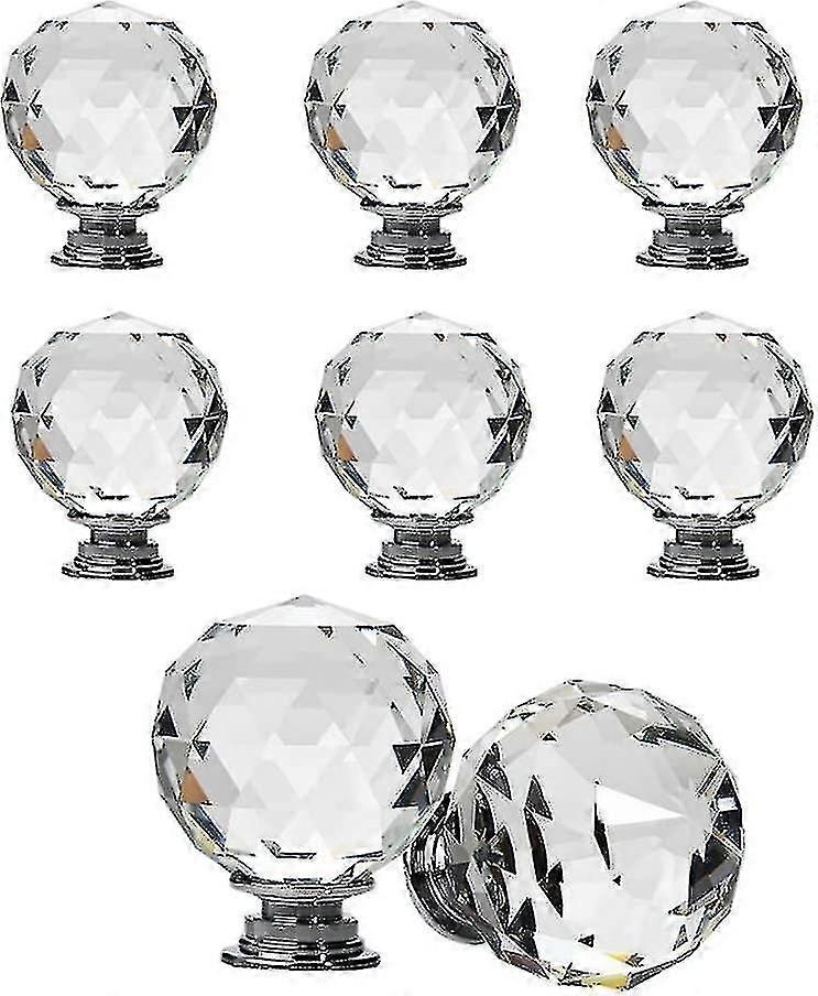 8 Pcs Spherical Drawer Knob Crystal Pull Handles Cupboard Wardrobe Knobs (40mm