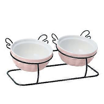 Elevated Cat Bowls, Ceramic Feeding Dishes 15° Tilted Raised Food & Water Bowls,
