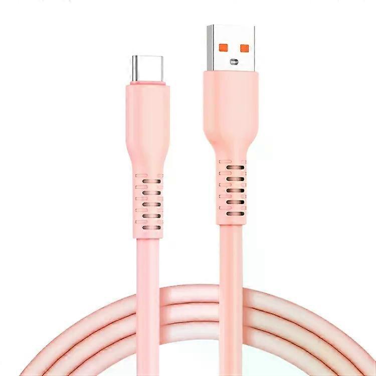 USB-C Data Cable-6A Liquid Silicone,0.5m,Pink-Pink