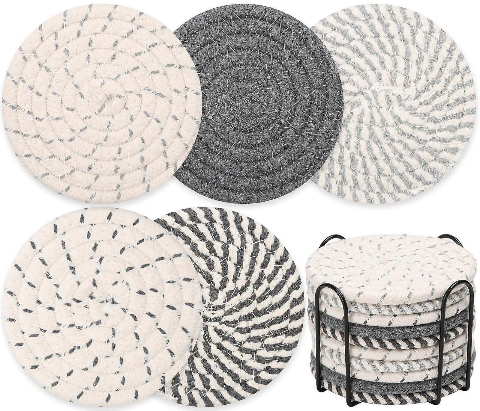 10 Pieces Absorbent Coasters for Drinks with Holder, Coffee Table Coaster Set, Non-Slip, Square Design, Home Bar Decor
