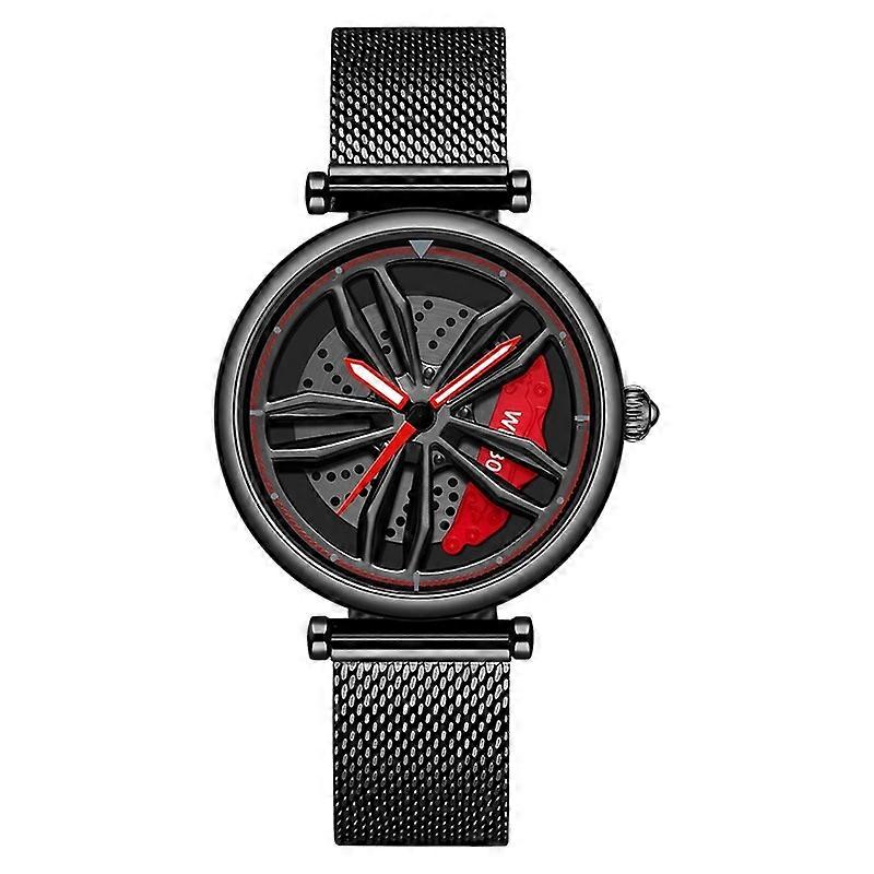 SANDA 1074 3D Hollow Out Wheel Montre à quartz à cadran non rotatif pour femmes, style : ceinture en maille