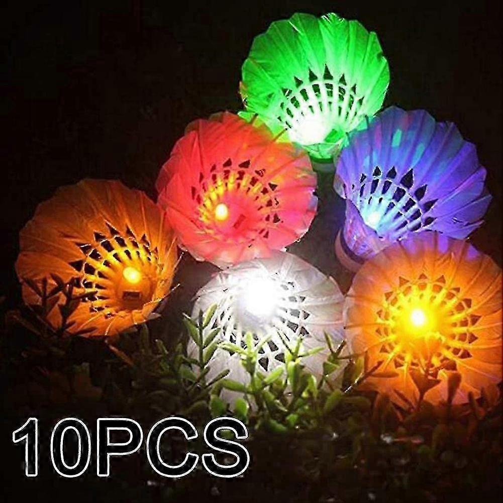 10pcs Led 7 Colors Luminous Badminton Balls Gradient Shuttlecock Lighting Balls
