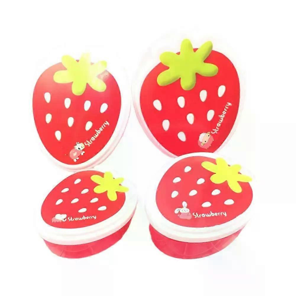 4pcs Portable Children's Lunch Box Cartoon Strawberry Lunch Bento Boxes Salad Fruit Food Container School Microwave Bento Box