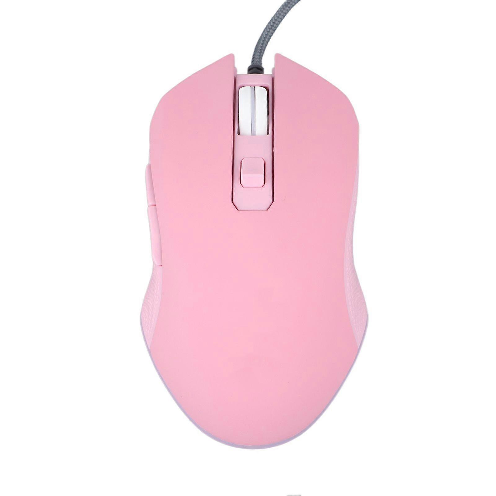 SQCLV LED Mouse Type C Interface Portable Silent Roller Switch Ergonomic Cute Cartoon Appearance Mouse for Macbook Pink Wired USB