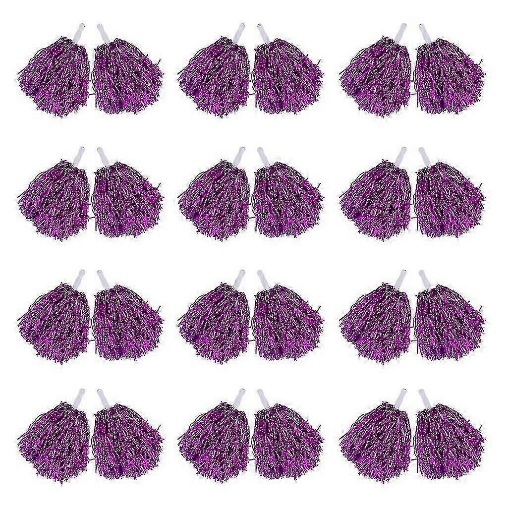 24pcs Cheerleading Pom Poms Metallic Foil Cheer Pom Poms With Plastic Handle For Adults Kids Cheerl b