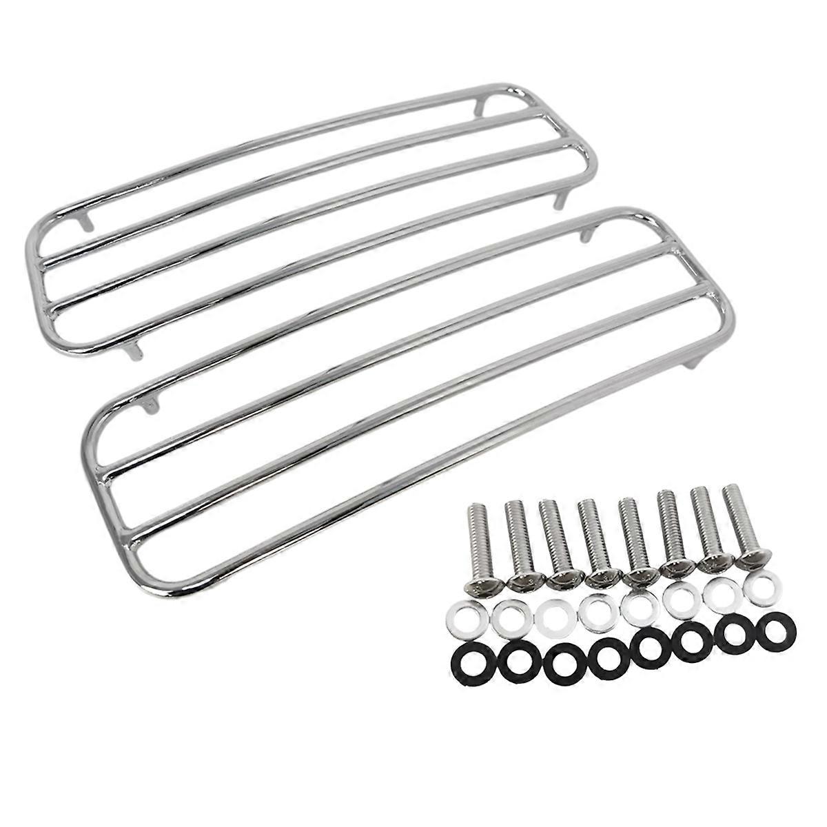 1Pair Motorcycle Chrome Hard Saddlebags Top Rails Trim Cover for Touring 1993-2013 Hard Saddlebags