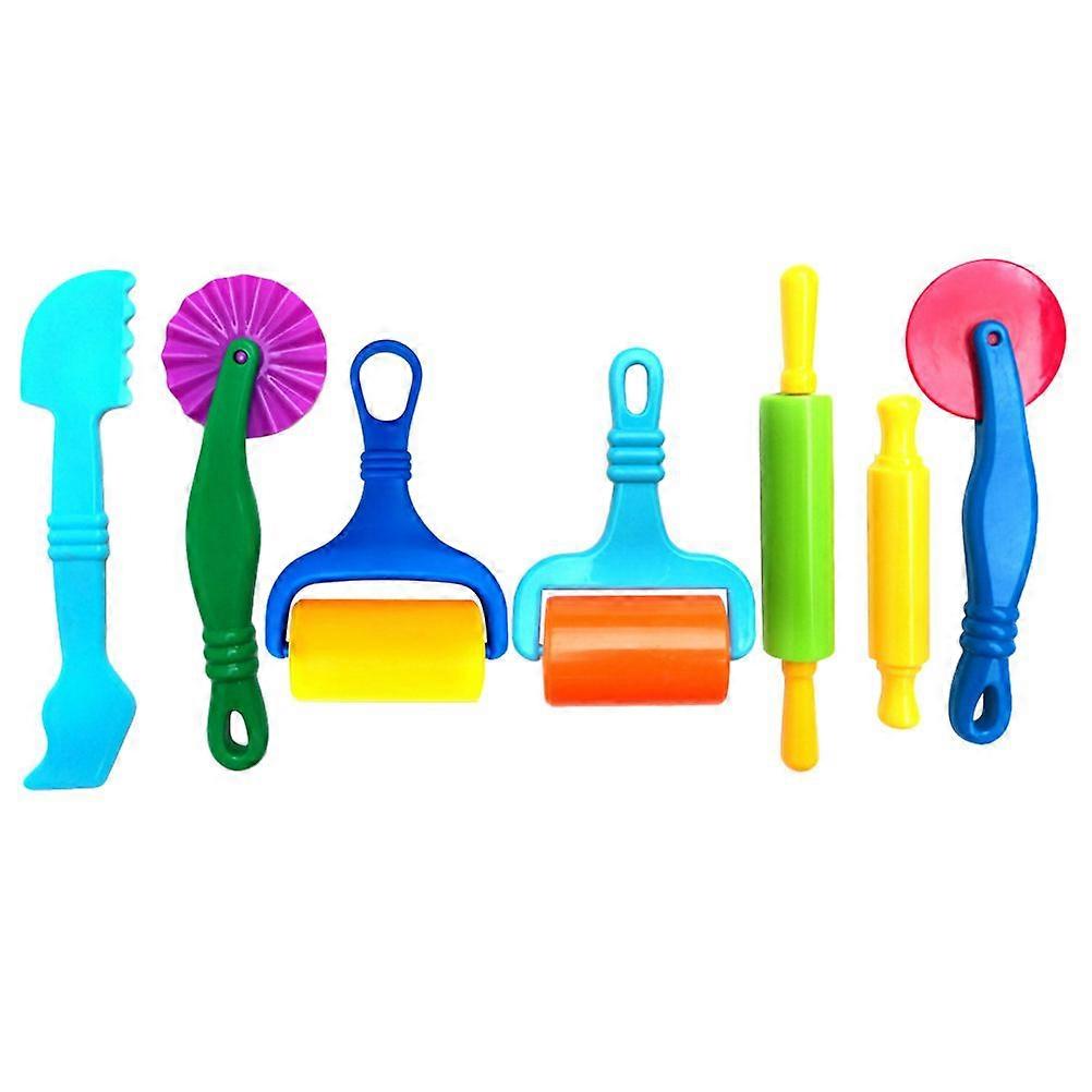 7PCS Funny DIY Plastic Handheld Roller Toy Clay Rolling Pin Dough Tool for Children (Random Color)