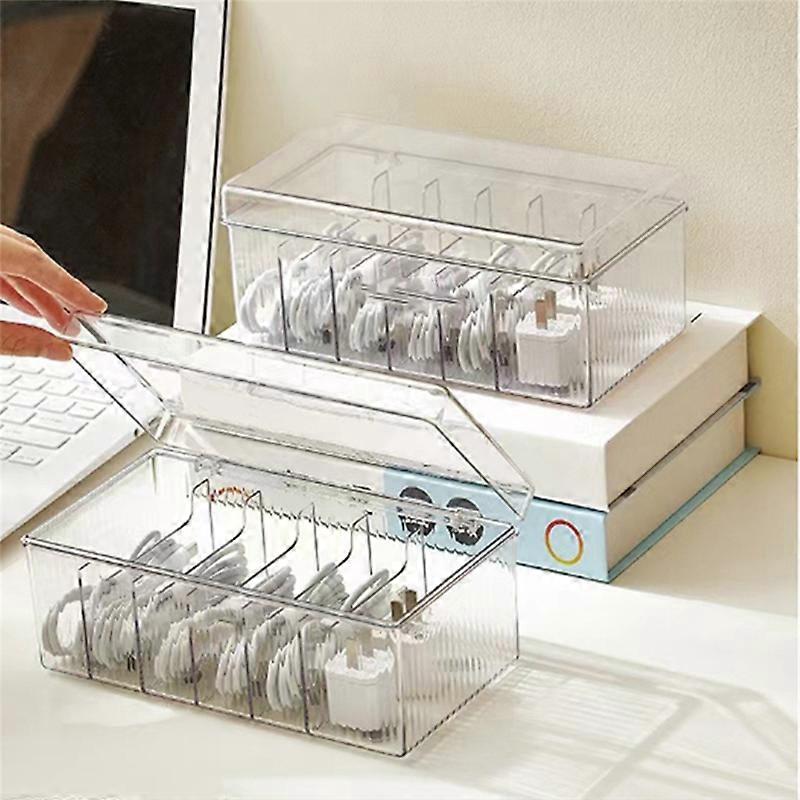 Plastic Cord Storage Box with Lid, Cable Organizers Case (Clear)
