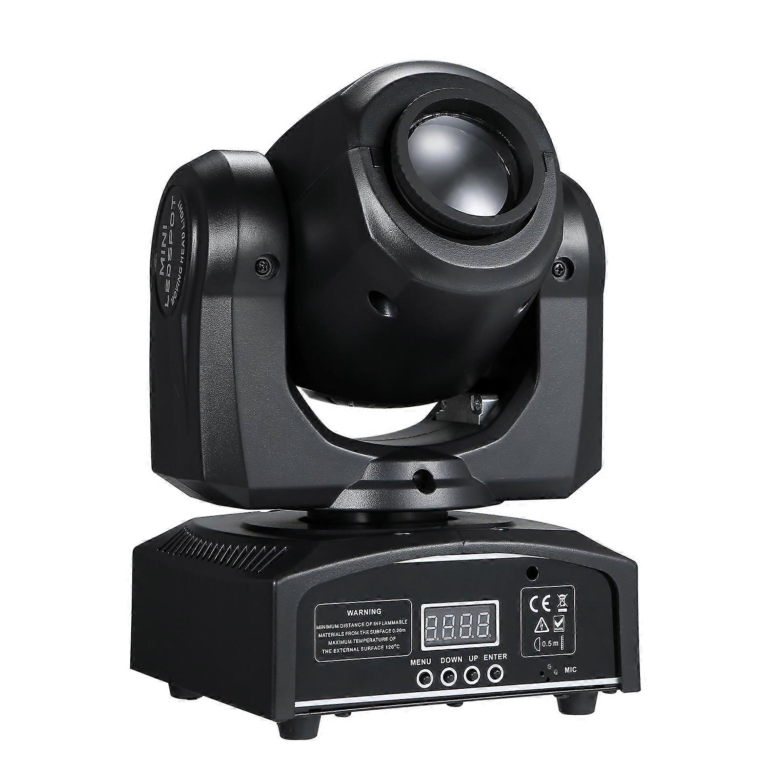 LED Mini Moving Head Light 1x10W Bulb 25W Power 8 Colour Changing Patterns Adjustable Beam Stage Lighting Compact Design EU Plug 100-240V for Professi