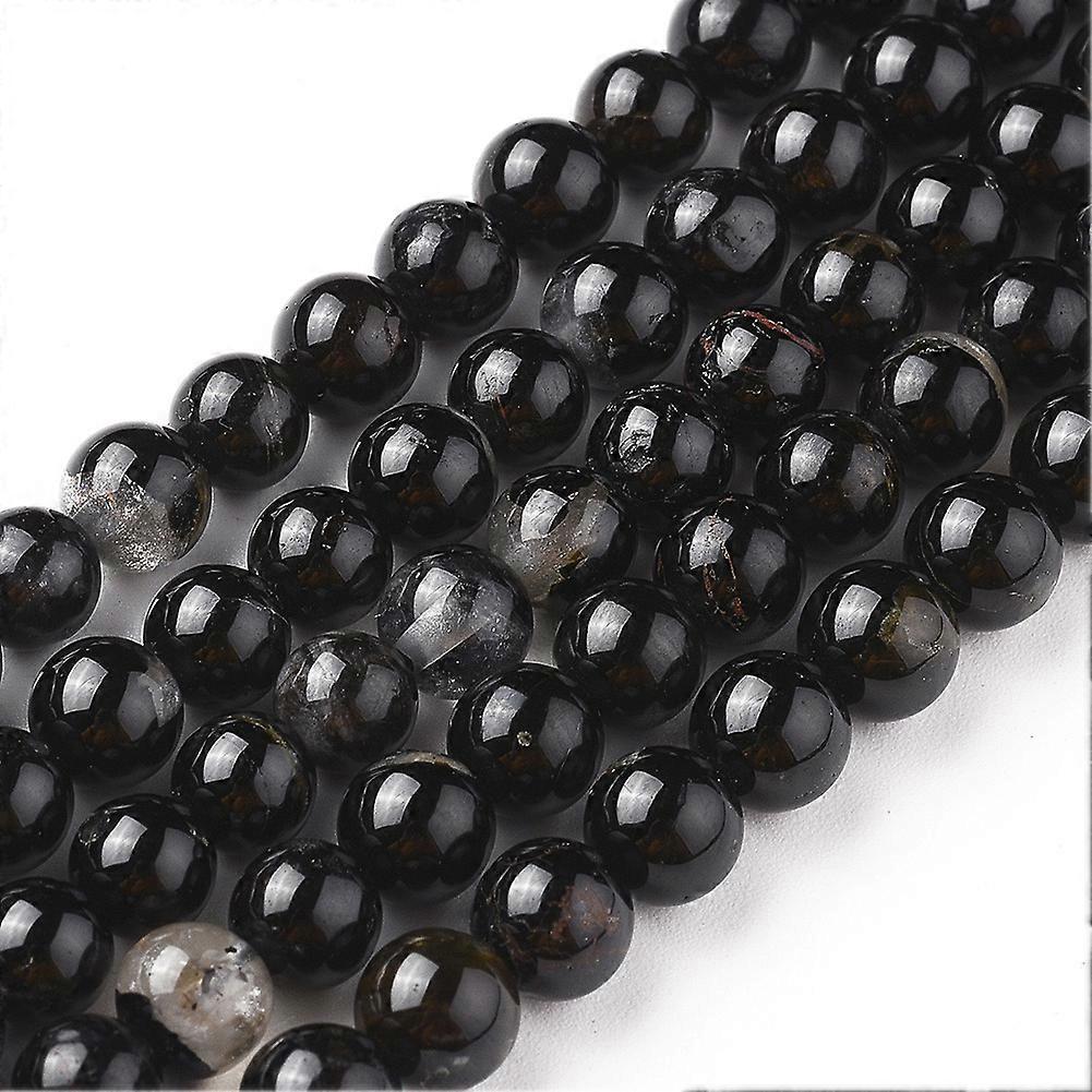 5Strands Natural Black Tourmaline Beads Strands Round Loose Stones