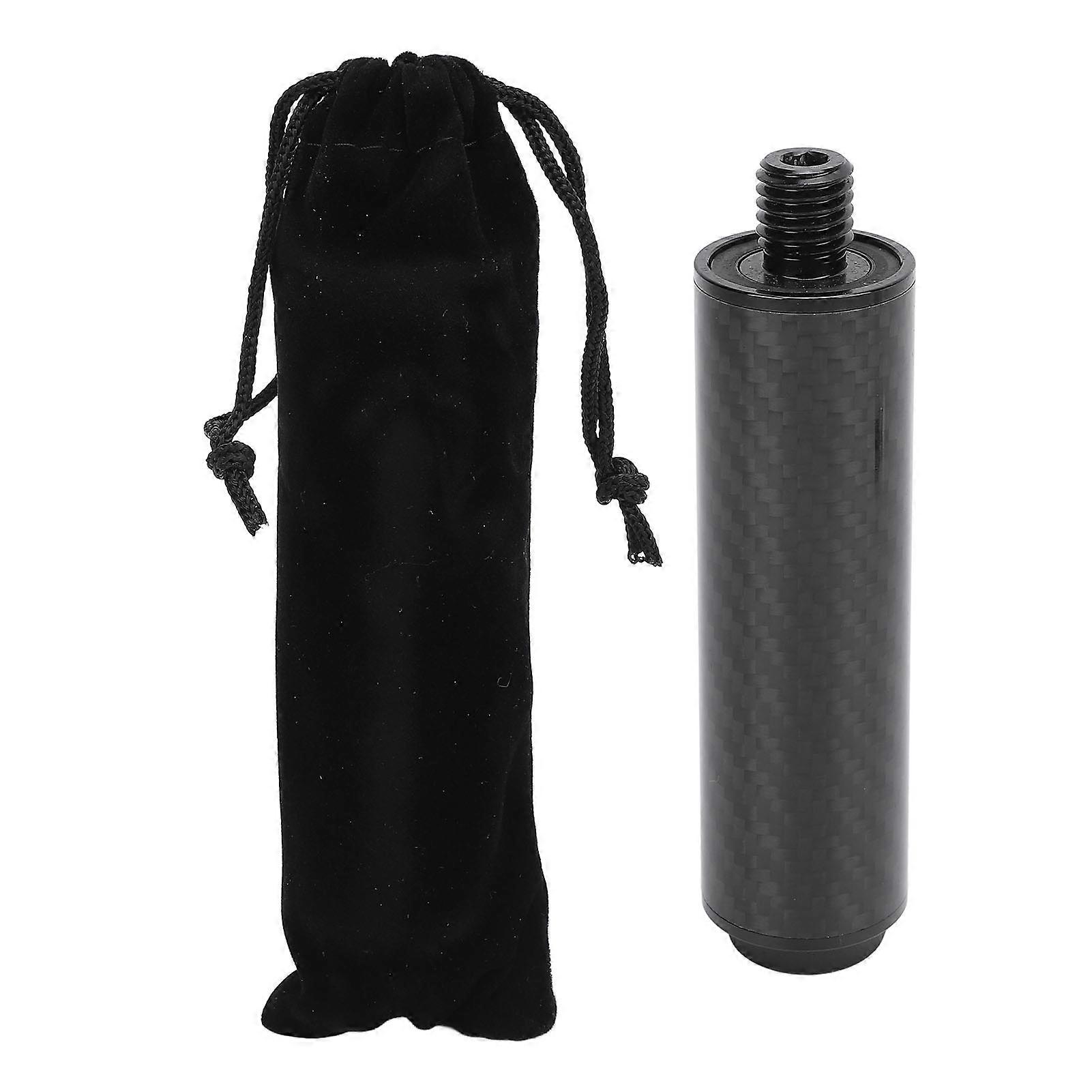Billiard Pool Cue Extender 4 Inch Carbon Fiber Pool Cue Extension Stick with Rubber Rear Plug for Lengthening Weight Gaining