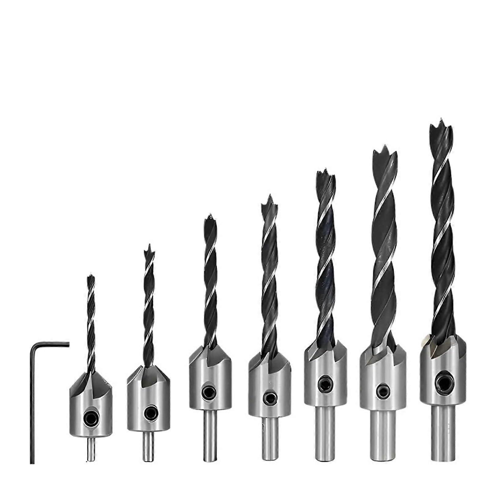 Countersink Drill Bit Set HSS Reamer 4/5/6/7/8/10mm Woodworking Chamfer Counterbore and Pilot Hole Cutter Silver 4MM