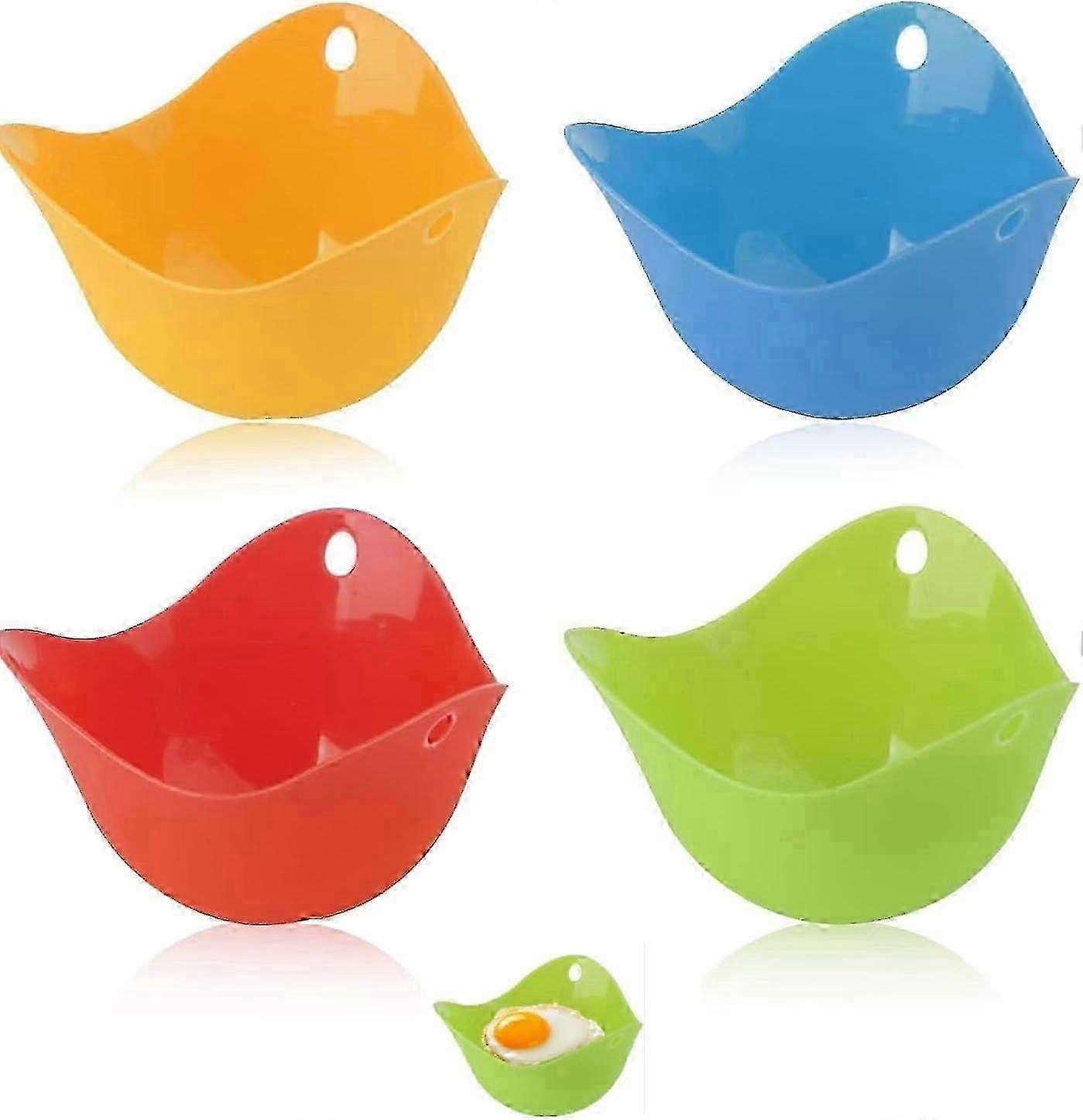 Egg Poachers (Set of 4) For Cooking Poached Eggs, LFGB Grade Silicone Egg Poacher, Poached Egg Pods, Egg Cooker, Poached Egg Maker, Microwave Egg Po
