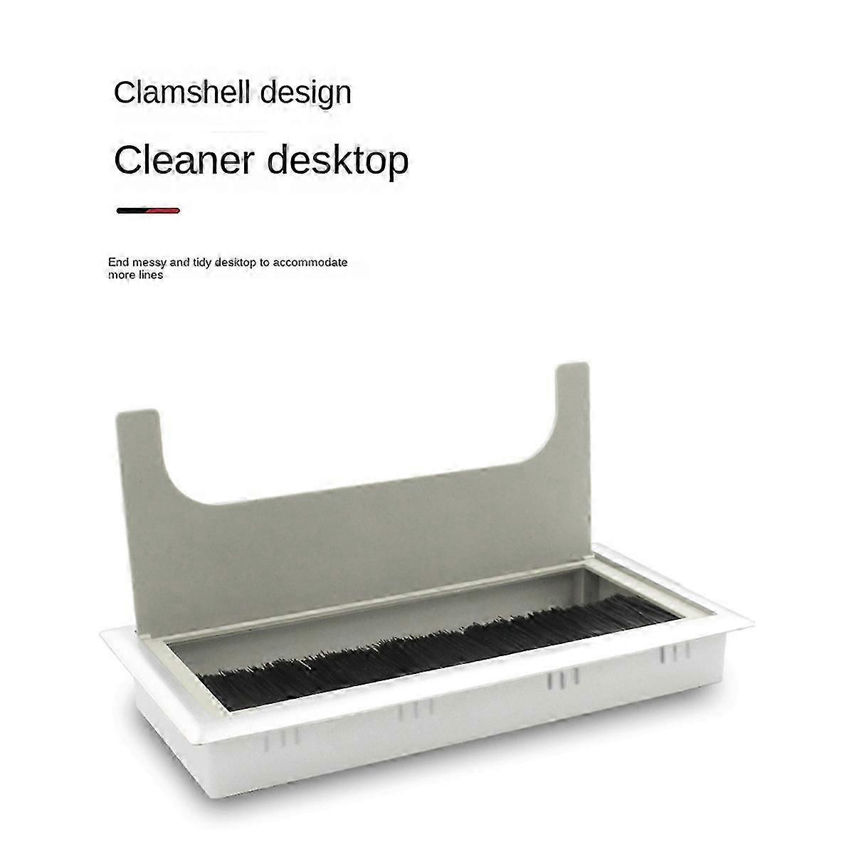 Office Desk Threading Box Table Wire Hole Cover Plate Black 80x160