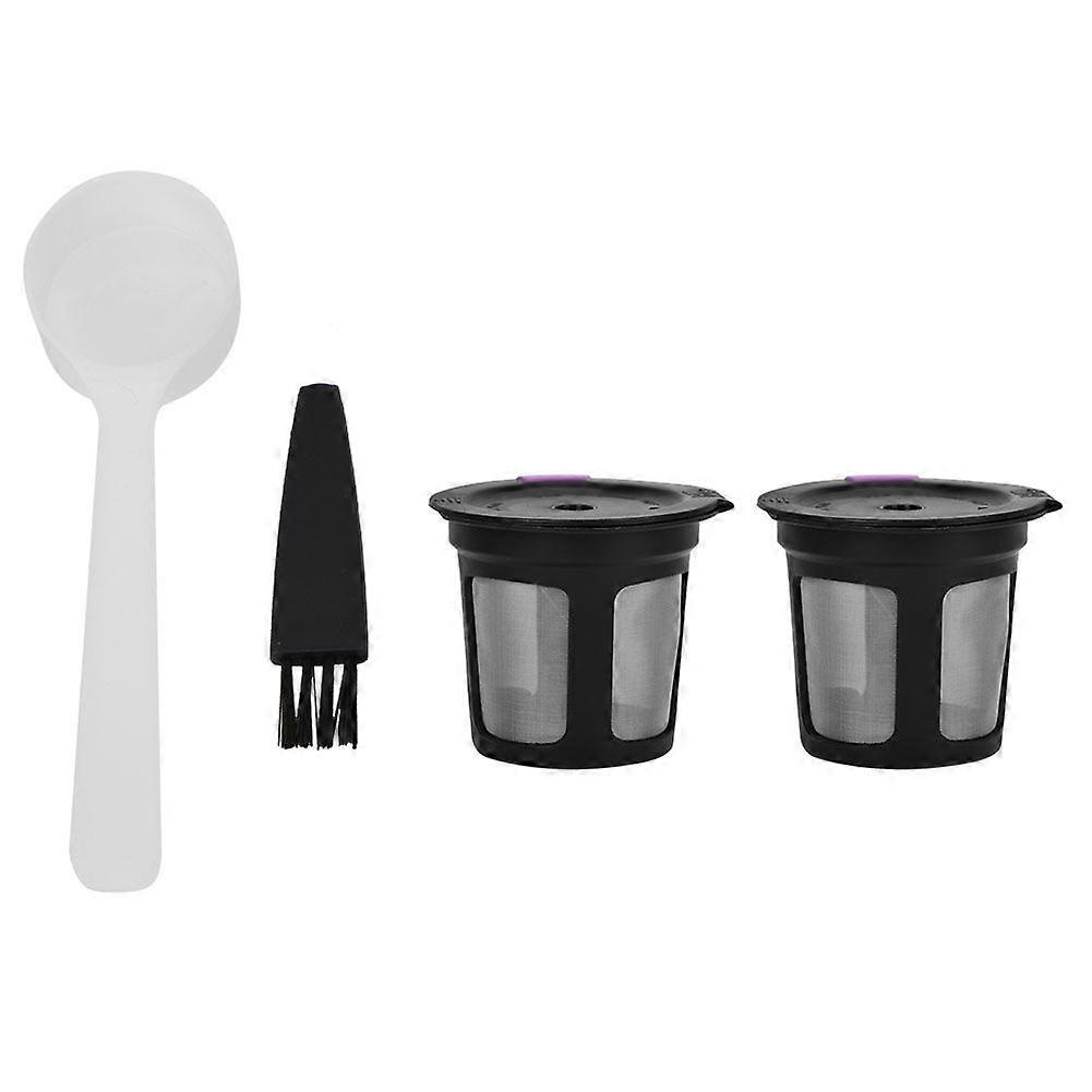 2 Pcs Home Reusable Coffee Capsules Pod Filter K Cups With Spoon Brush for Keurig