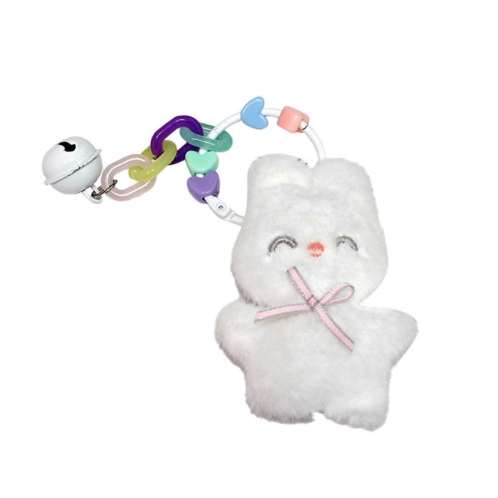 ソフトぬいぐるみキーリングピンクの蝶ネクタイウサギ人形キーホルダーかわいいバニーペンダントキーホルダー女の子のための動物バックパック車の飾り