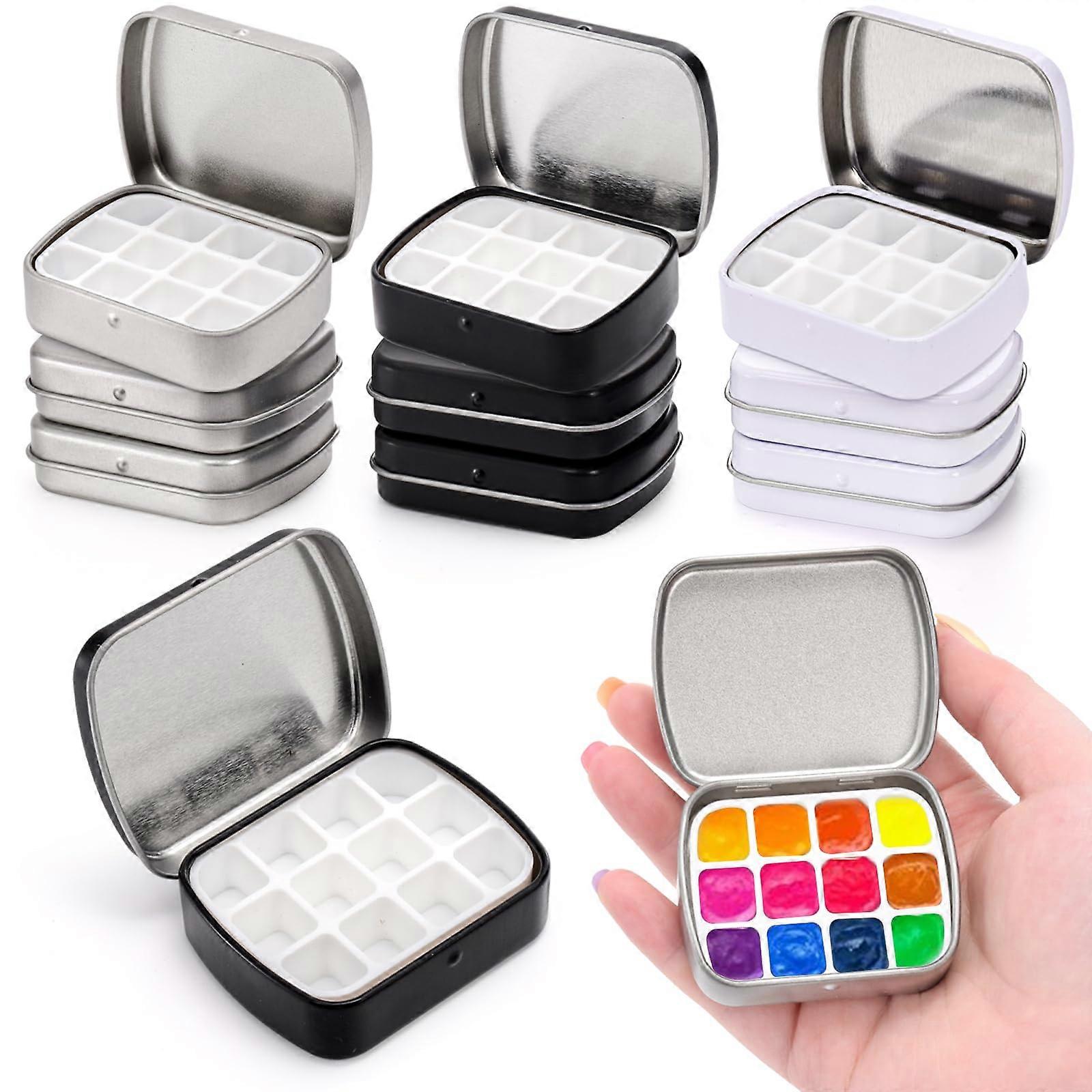9 Pcs Mini Watercolor Tin Box, 12Well Paint Palette with Lid Ref: 8070