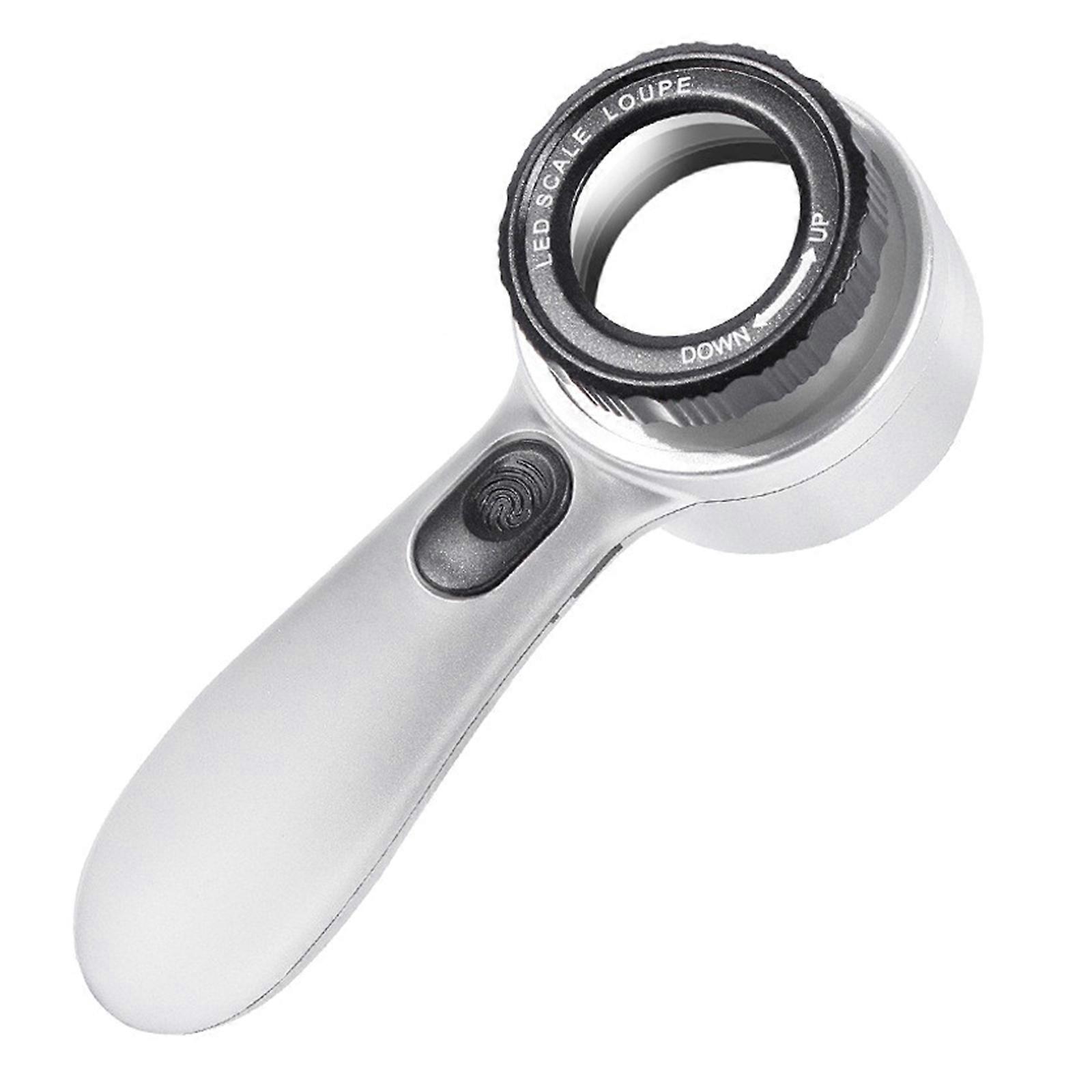 Super Large Magnifying Glass with Lights 30X Loupe Magnifier Illuminated Old Man Reading Coin Jewelry Exploring Handheld