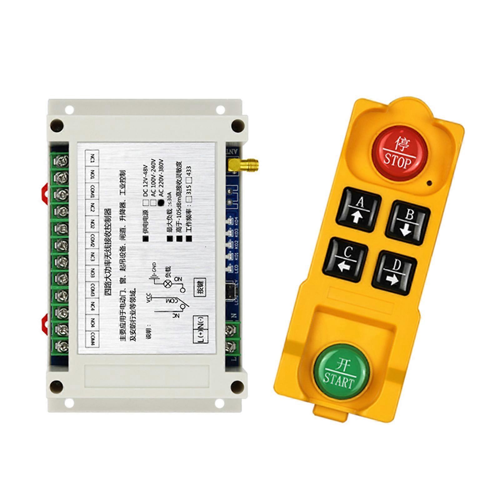 DC12V-48V 4CH RF Wireless Remote Control Switch Radio Receiver Long Distance Transmitter Remote Controller 315/433MHz Multicolor