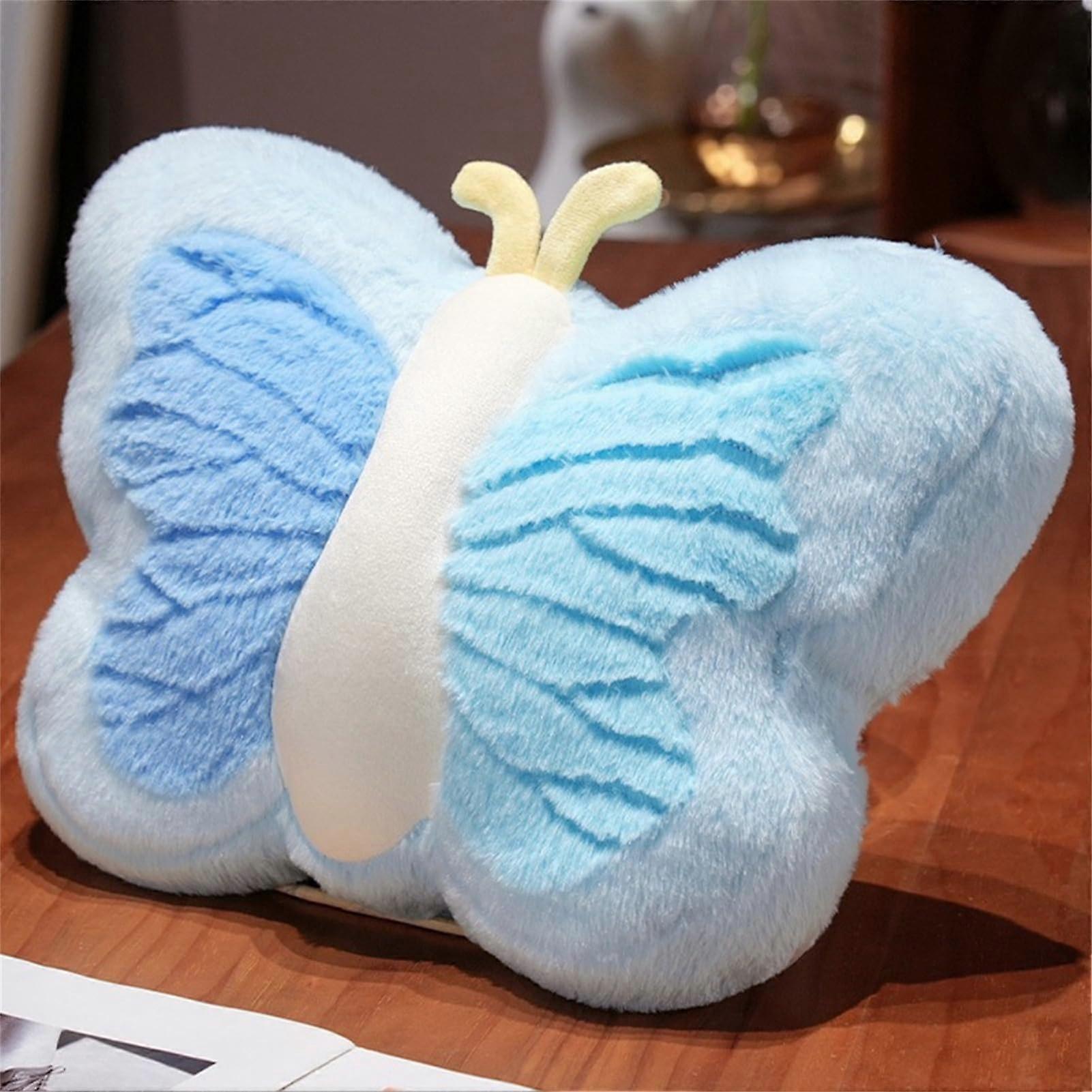 Butterfly Cuddly Cushion 's Creative Fluffy Decorative Cushion (Blue)