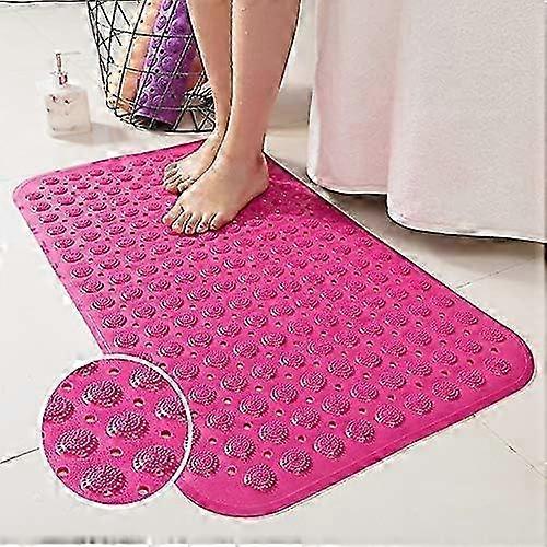 Strong Non-Slip Shower Bath Mat with Rubber Suction Cups for Enhanced Bathroom Safety, Available in Rose Red Color