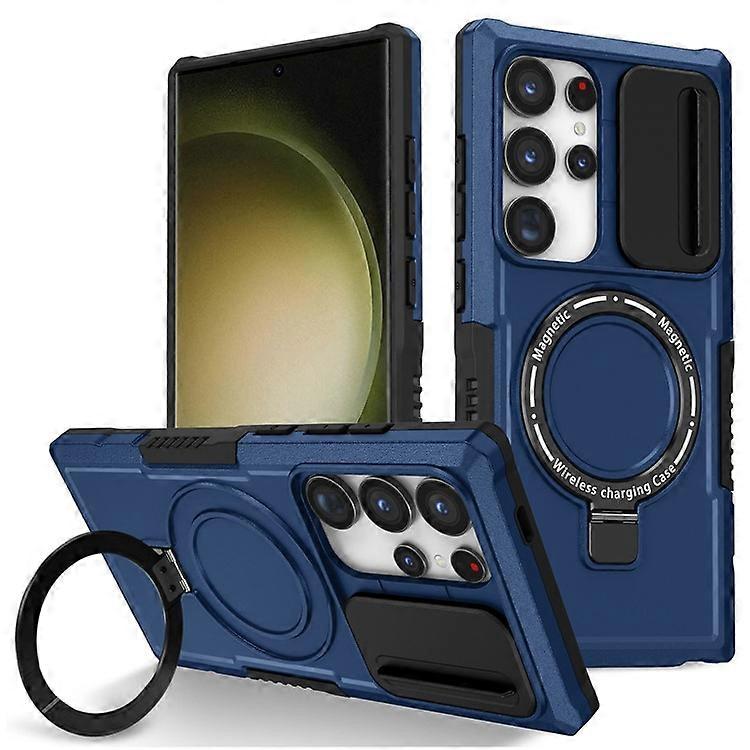 Compatible For Samsung Galaxy S24 Ultra Case PC+TPU Phone Cover with Lens Lid Compatible with MagSafe