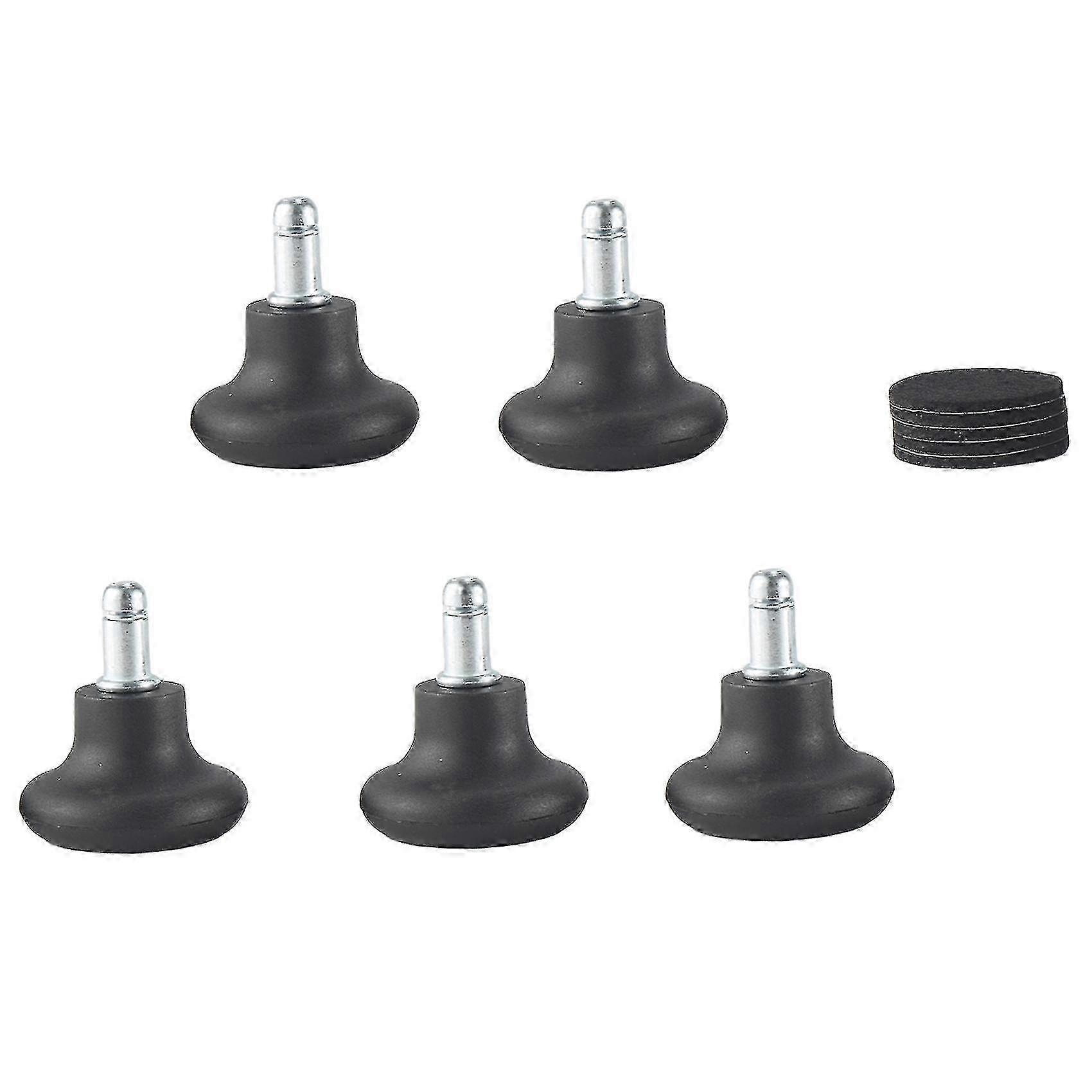 5 Pack Black Bell Glides for Office Chair, No-Wheel Replacement Casters