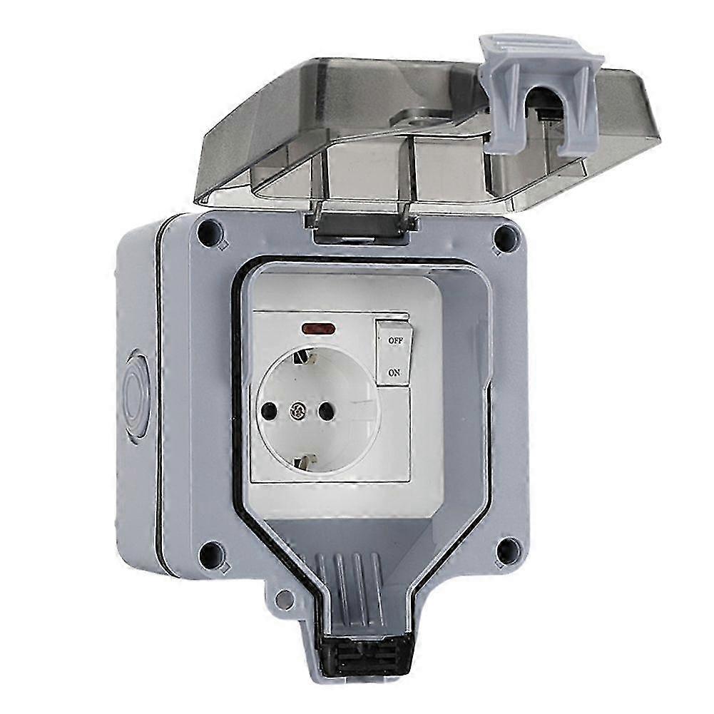 IP66 16A Waterproof Outdoor Socket with Switch EU Plug - Rainproof Charging Socket for Garden & Patio