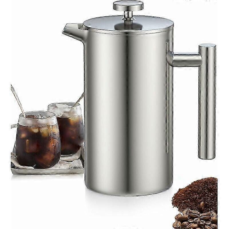 350ML Stainless Steel French Press Coffee Maker, French Press with Triple Filters, French Press with Keep Warm Function and Steel Piston Edition 0618