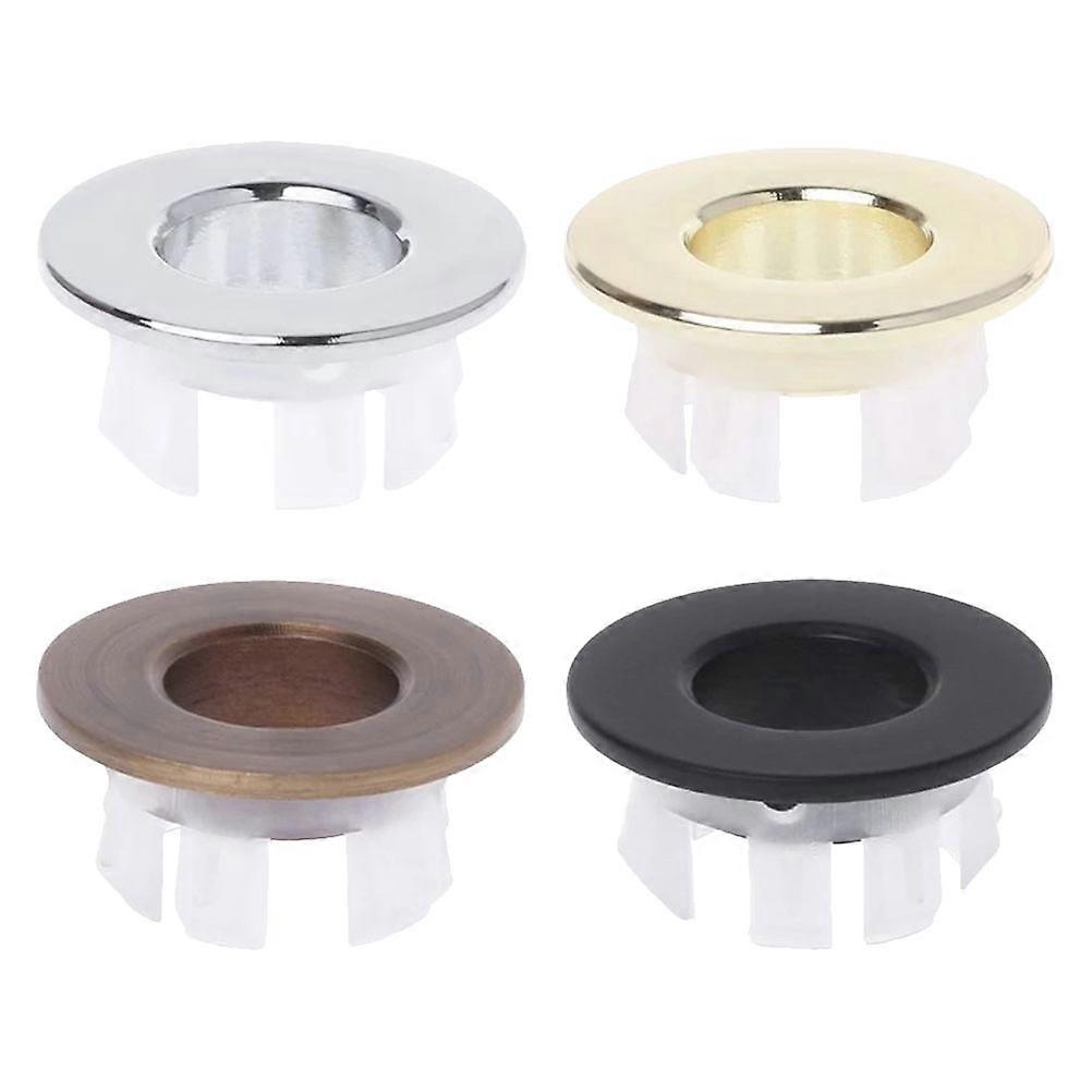 4pcs Sink Overflow Ring Durable Bathroom Accessory, Easy Installation, Fits Most Basins, Available in Copper, Gold, Antique Black, Silver, Antique