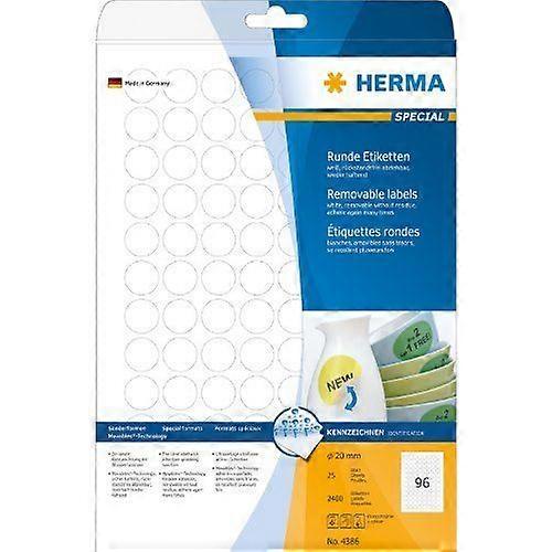 Labels - HERMA - SuperPrint - Diameter 20 mm - Removable - White
