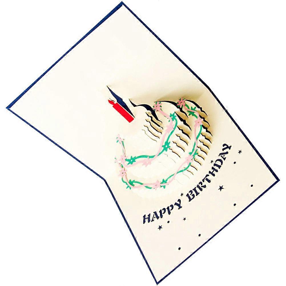 Happy Birthday Sign For Cake 3D Colorful Birthday Cake Up Greeting Cards Blue 3D Cake Shape Automatic Cut Technique 1Pack