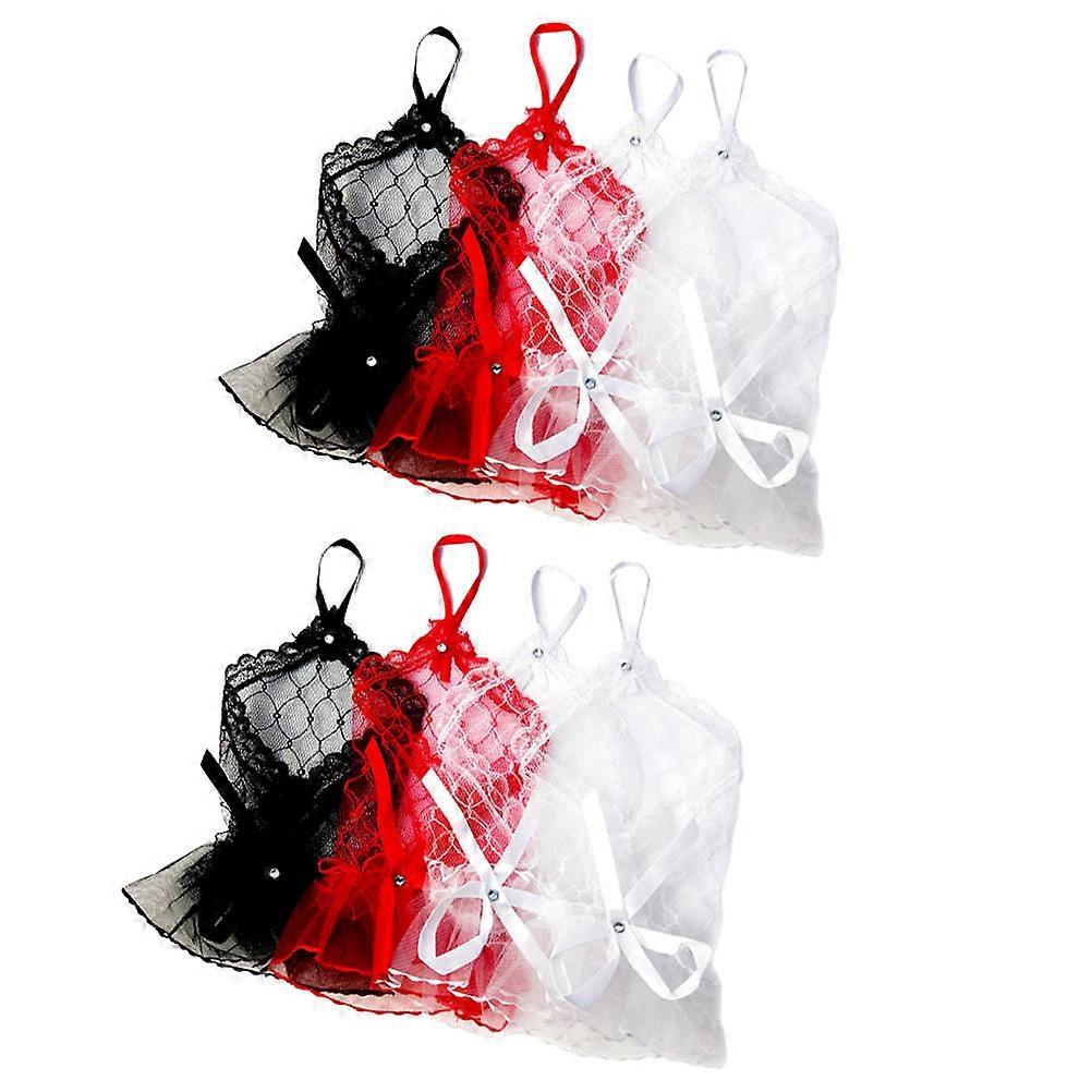 Wedding Gloves For Bride Bridal Dress Lace Gloves Fingerless Comfortable Black 4 Pairs