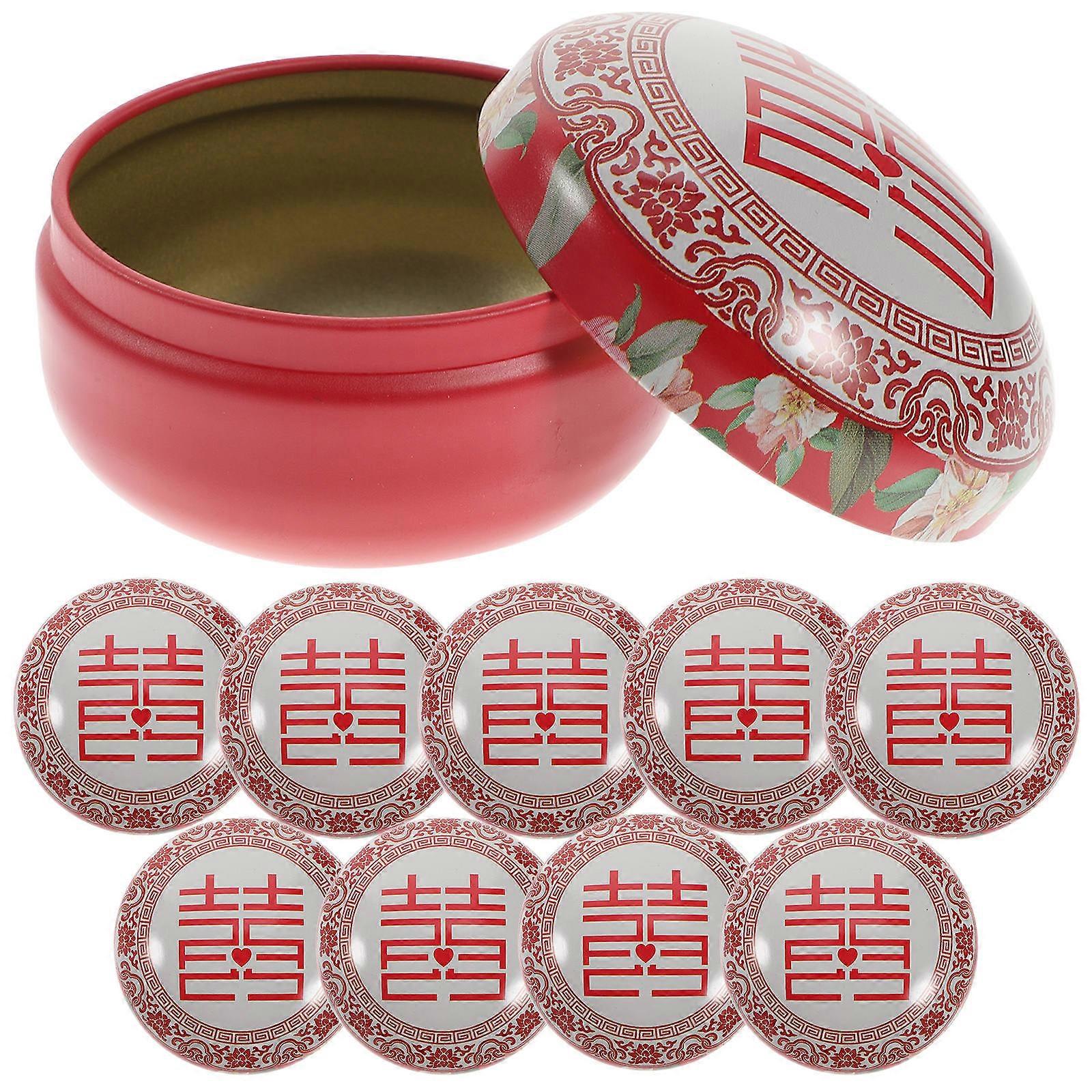 Candy Boxes For Party Chinese Style Vintage Tinplate Material Square Shape Storage Container Wedding 10Sets