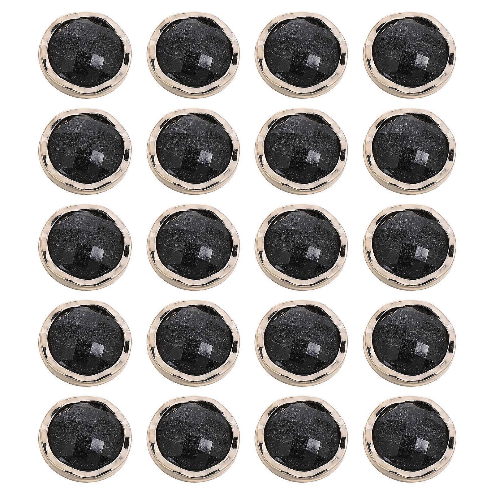 Shiny Rhinestones Buttons Elegant Design Round Plastic Coat Diy Buttons Daily Use 20Pcs