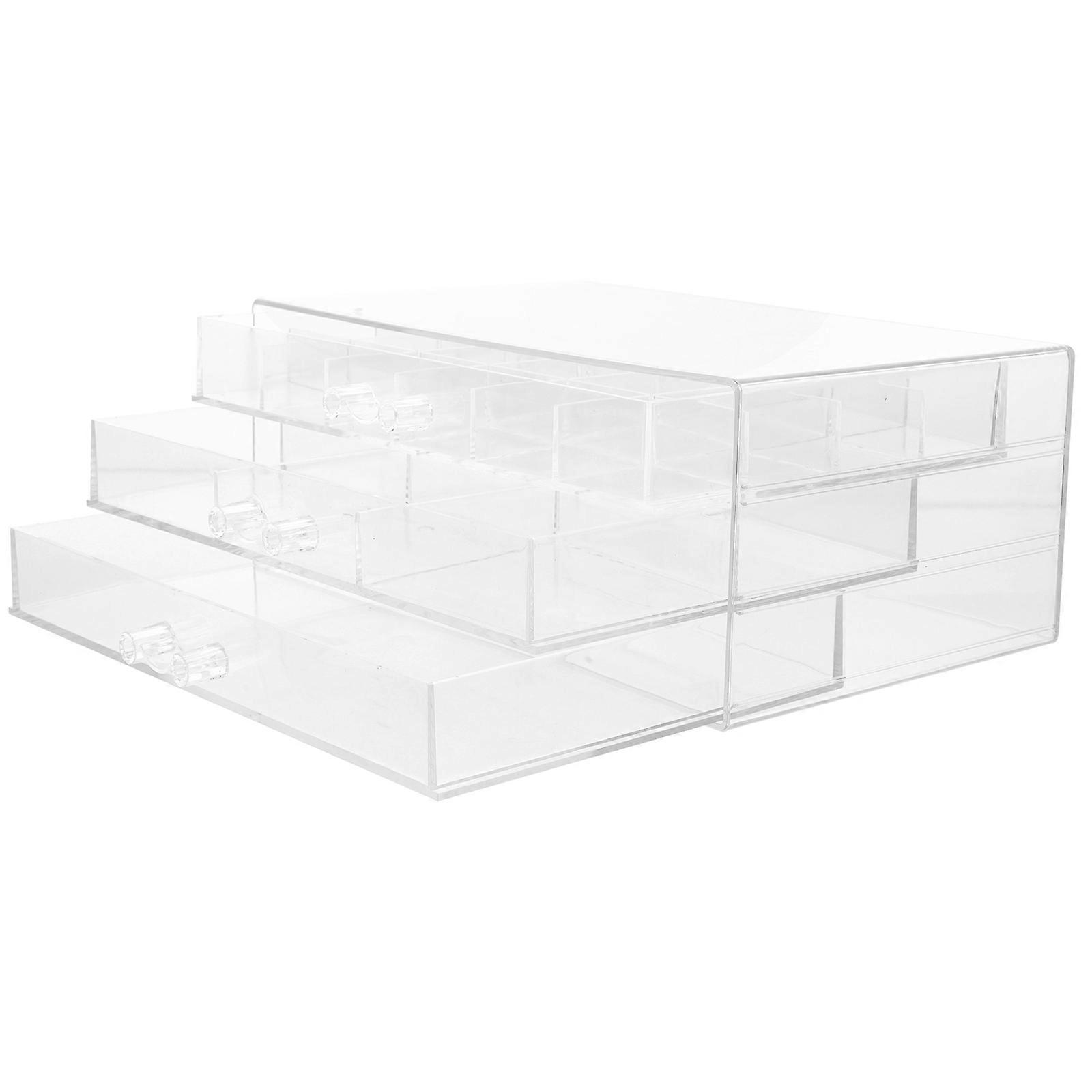 Clear Storage Box Three-Layer Clear Plastic Storage Box Home Use Transparent 3-Tier Anti- 1Set
