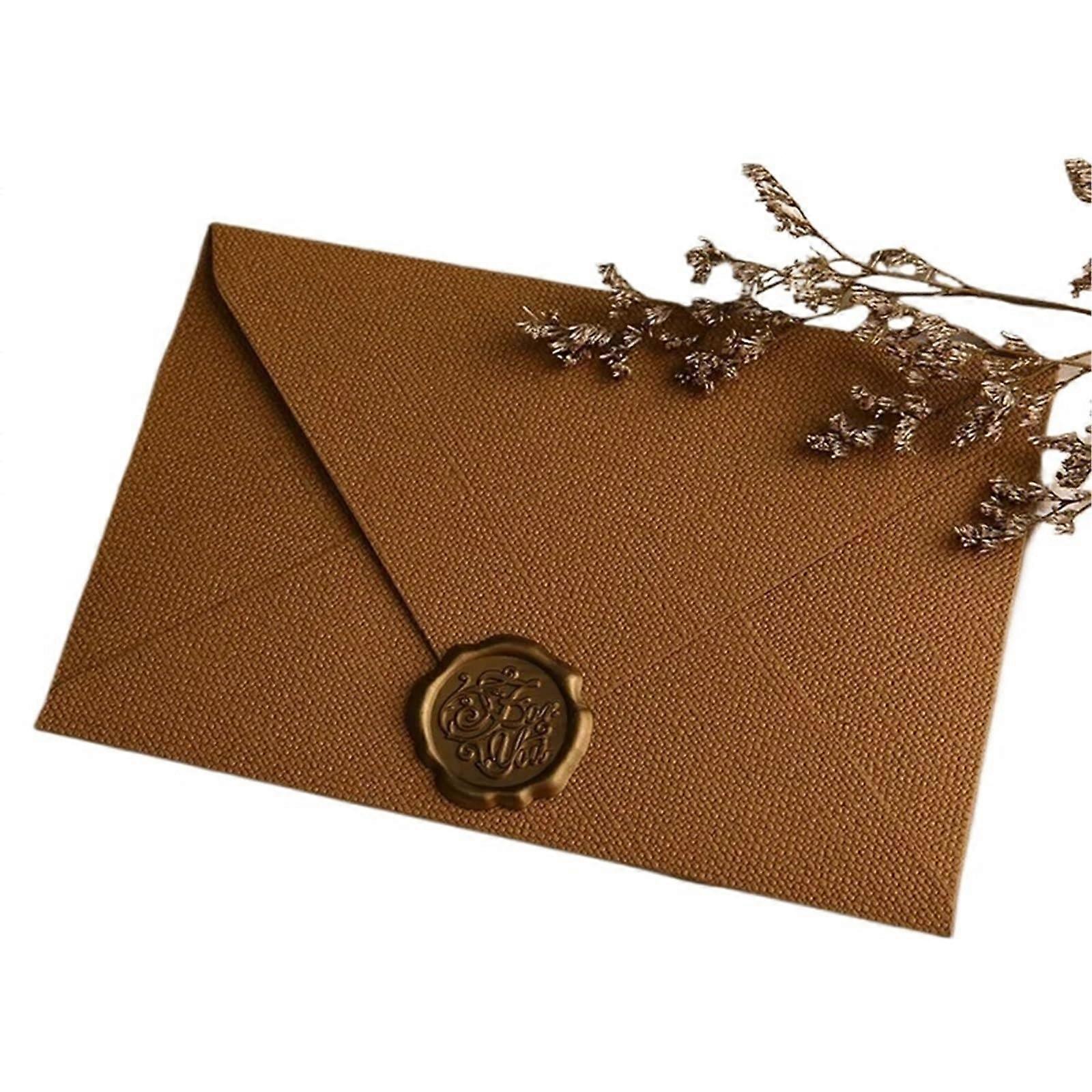 Wedding invitations Card 15 PCS Hemp Envelope Letter Set Vintage Style Love Letter Cowhide Special Paper Invitation Postcard Varnish Envelope(Coffee)