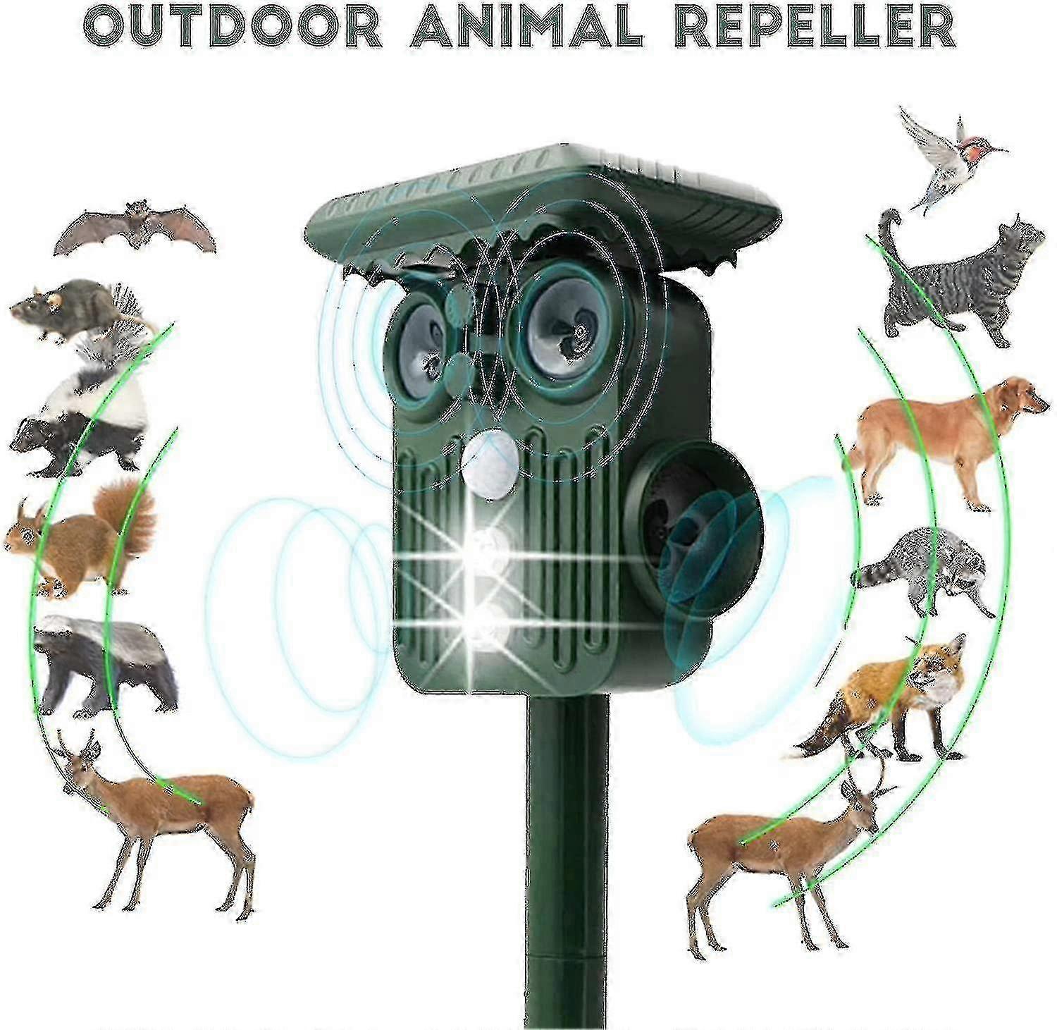 Ultrasonic Solar Deer Repeller - 5 Adjustable Modes - Get Rid Of Deer In 48 Hours -DGZD