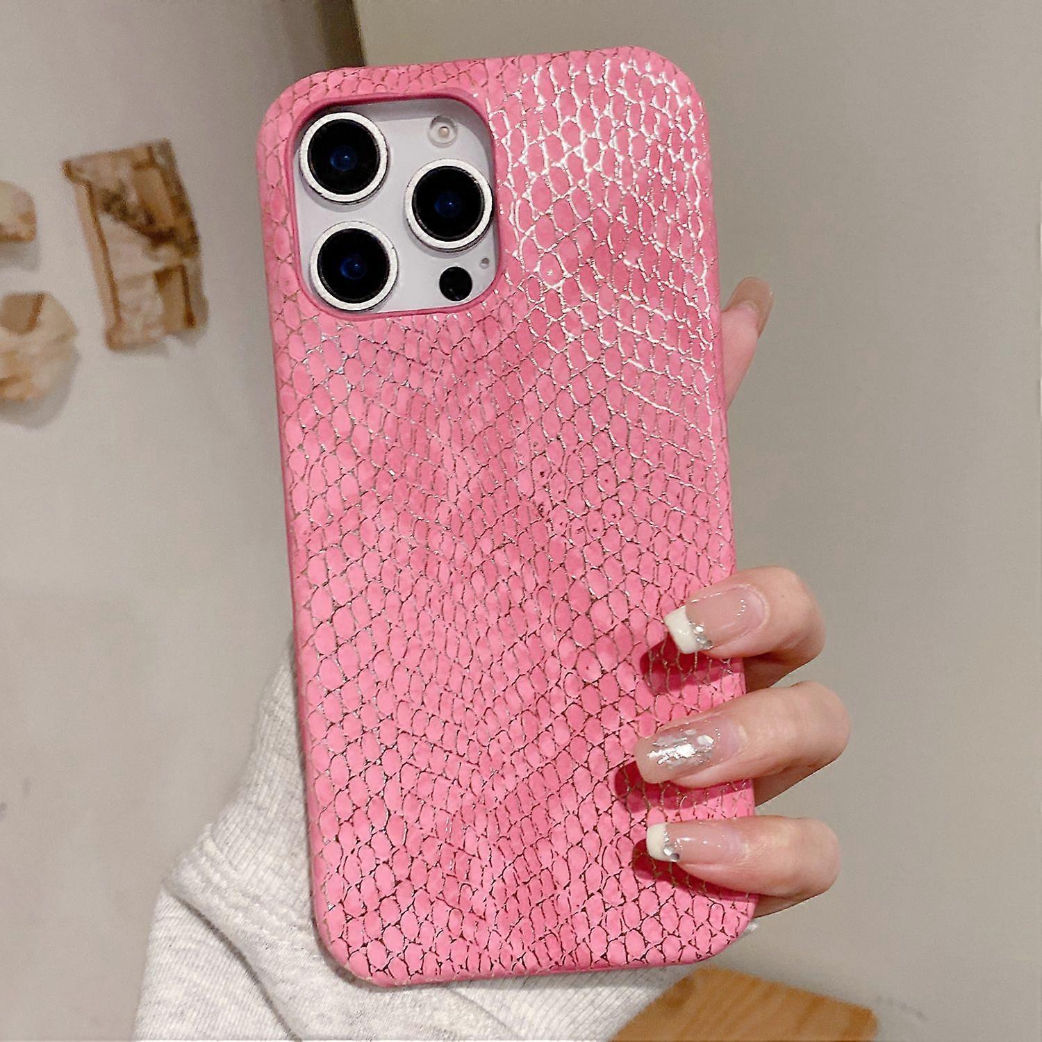 For iPhone 16 Pro Case Gold Thread Lacquered Snake Texture PU PC Phone Back Cover