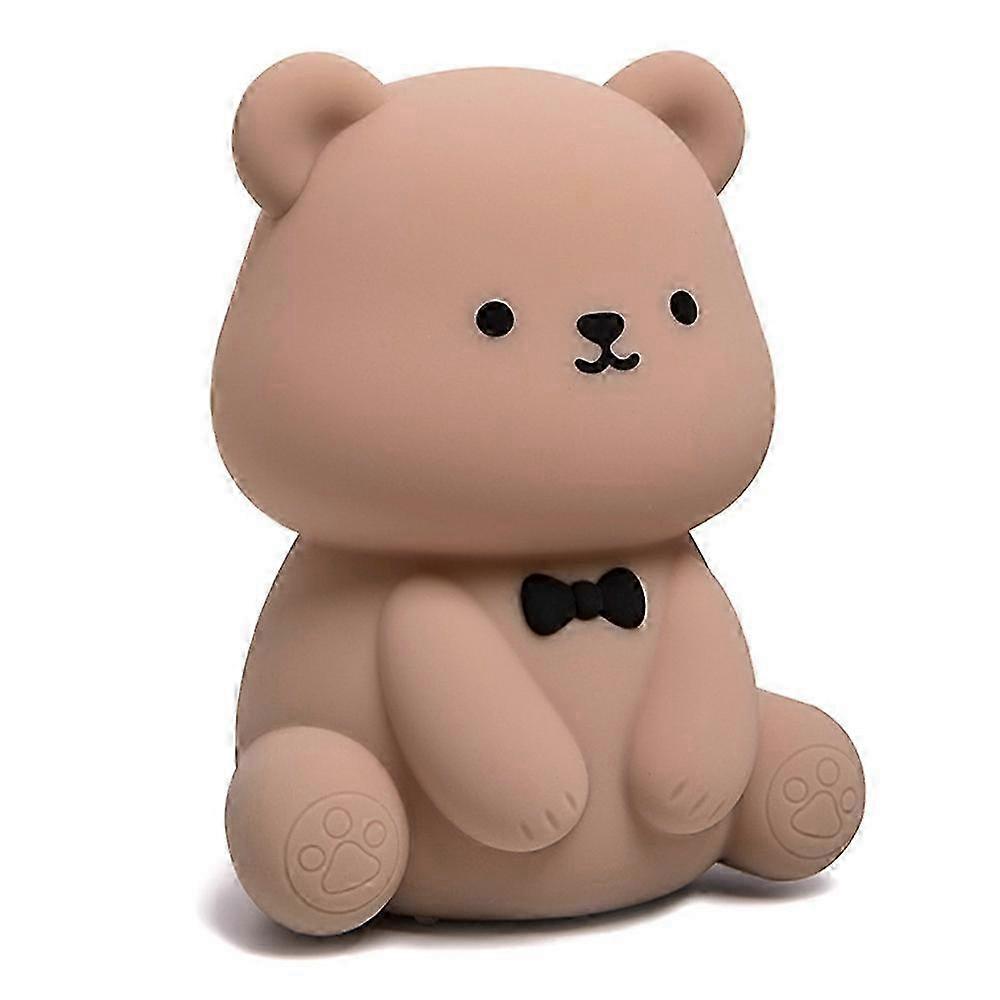 Cute Cartoon Bear Silicone Tap Light for Home Desktop and Bedside Use - Brown Color Option Available