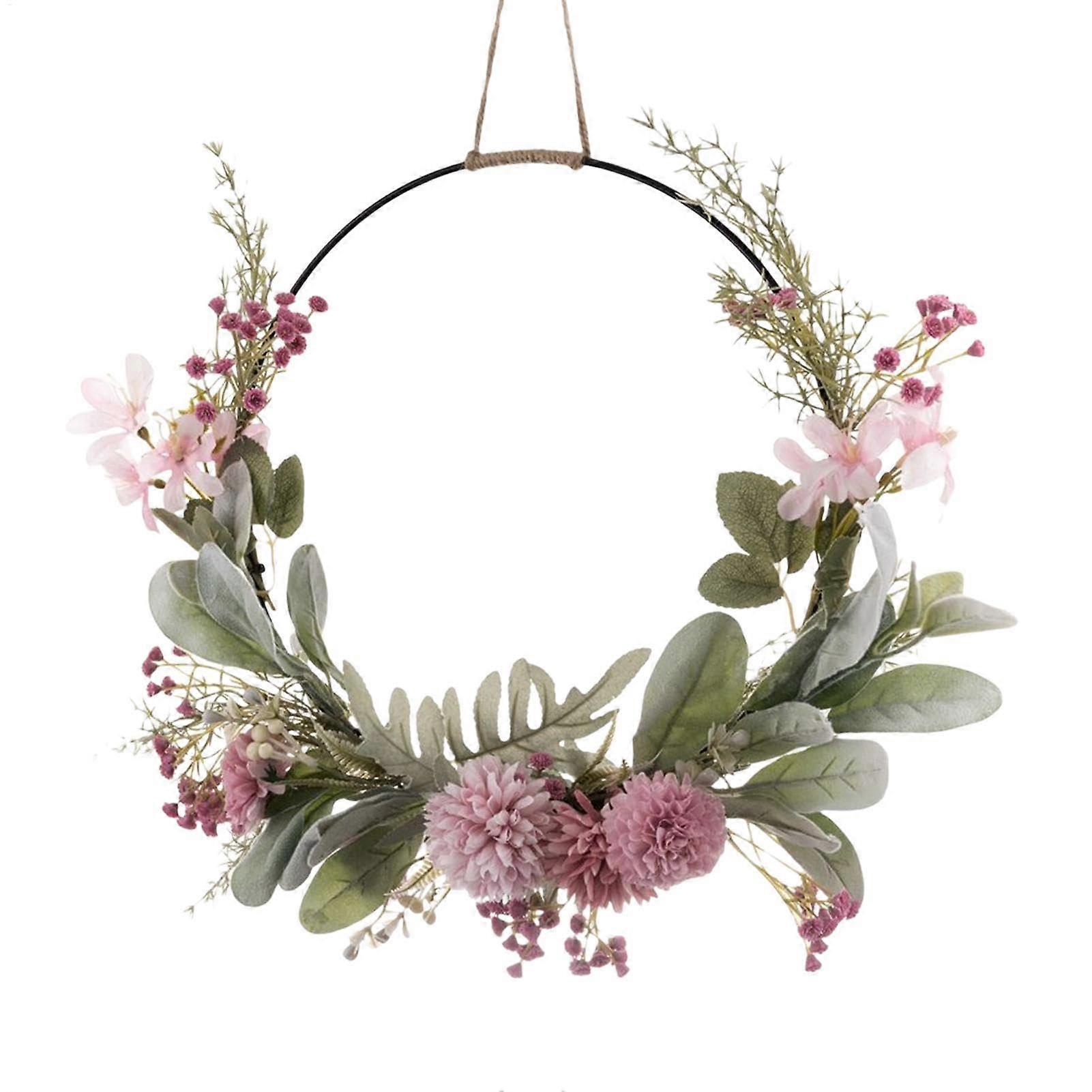 Spring Wreath Metal Ring 41 cm, Artificial Flower and Plant Door Decoration for Weddings and Home Decor