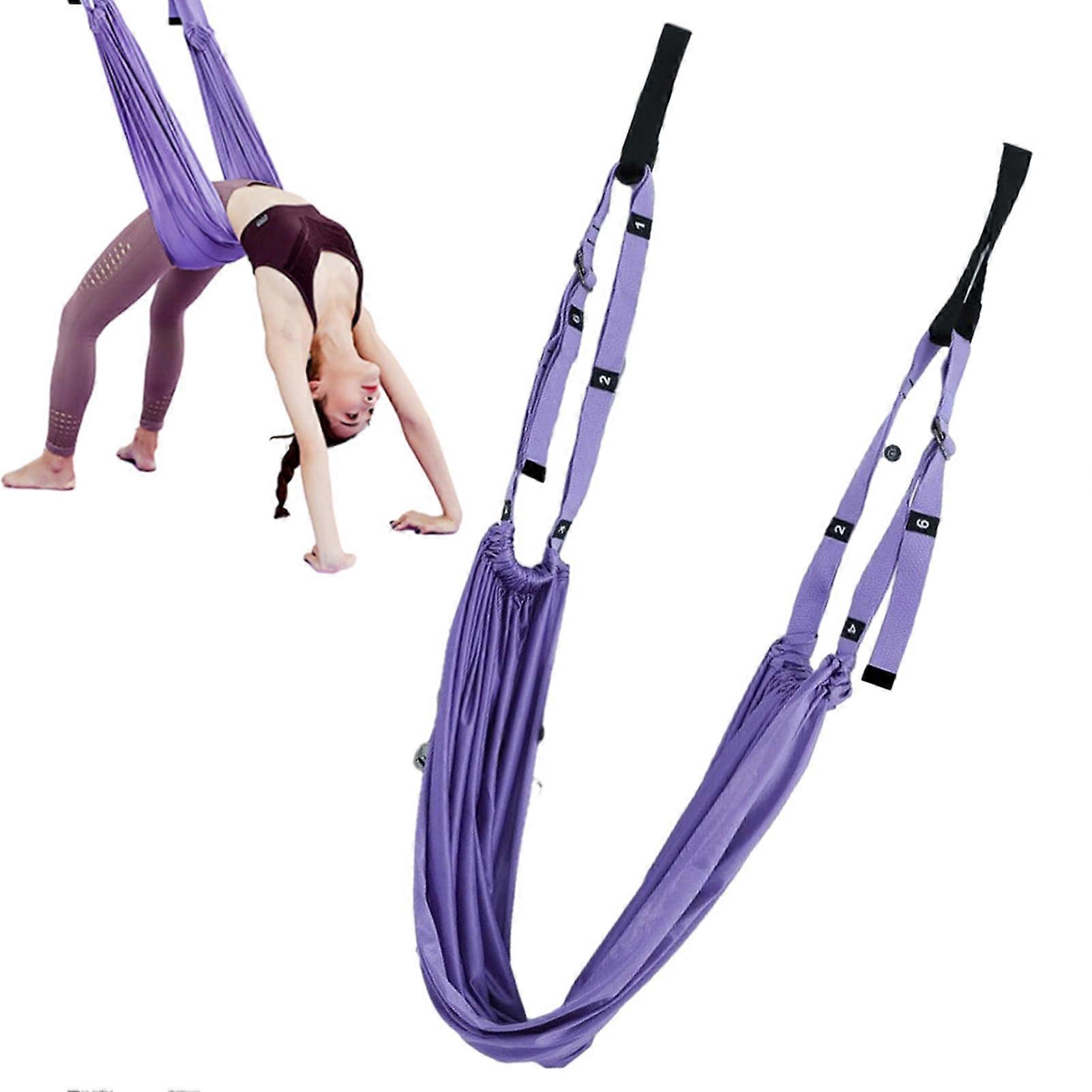 Yoga Inversion Swing - Purple Aerial Yoga Rope and Leg Stretch Strap for Anti-Gravity Inversion and Split Training
