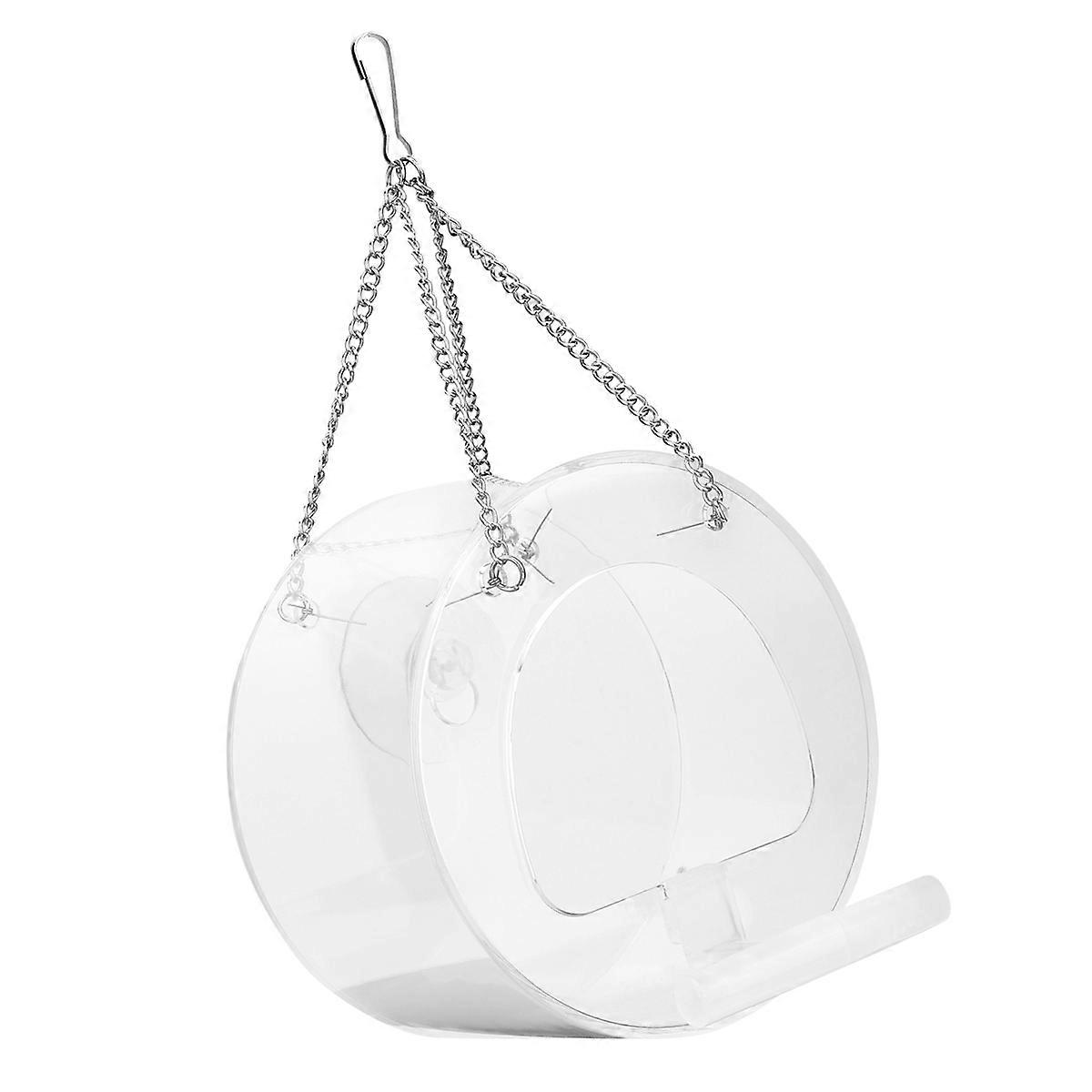 Käfig Vogelfutterhaus Kreisförmiges hängendes Ornament 4,92 x 4,92 x 2,95 Zoll Kunststoff Vogelfutter Behälter 1 Stück