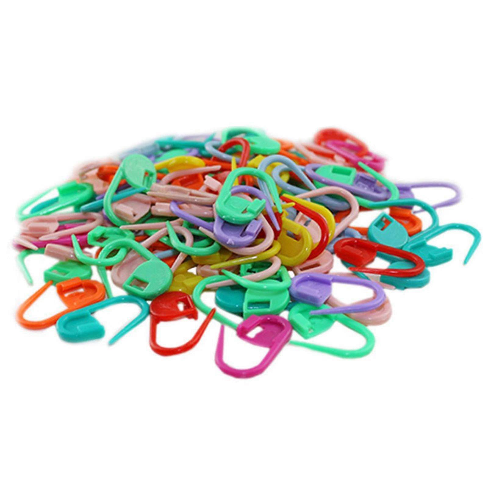 Knitting Crochet Locking Stitch Markers 100 Pack, Mixed Colours, Plastic