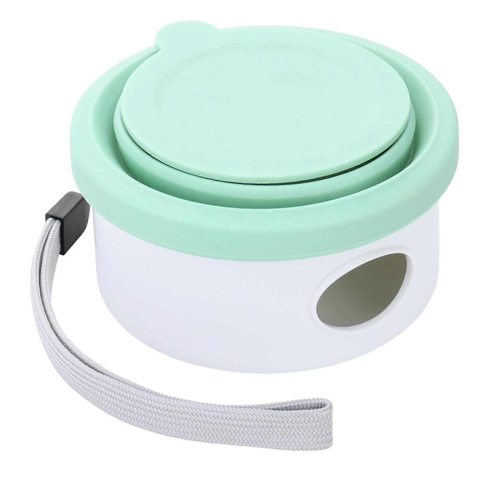 Travel Dog Bowl - Foldable Silicone Pet Bowl with Poop Bag Holder, Portable for Hiking and Camping, Cyan Blue