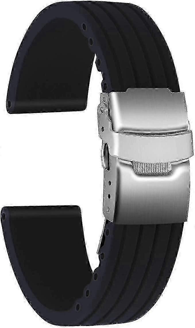 Unisex Rubber Watch Strap with Foldable Clasp for KB Replacement